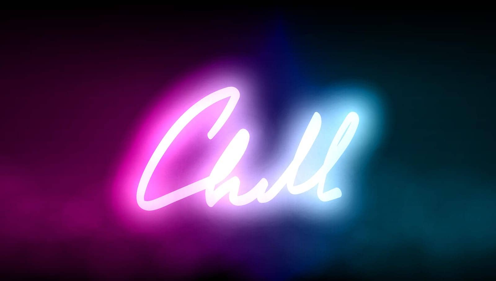 Red And Blue Neon Light Signboard Chill Text by VectorThings