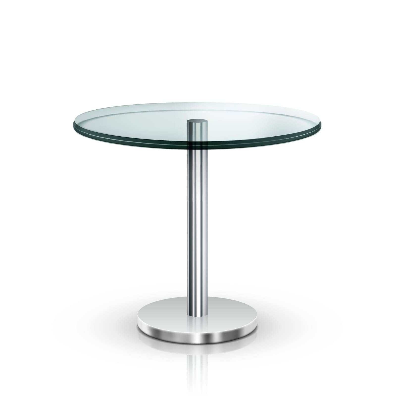 Empty Glass Round Office Table On Metal Leg by VectorThings