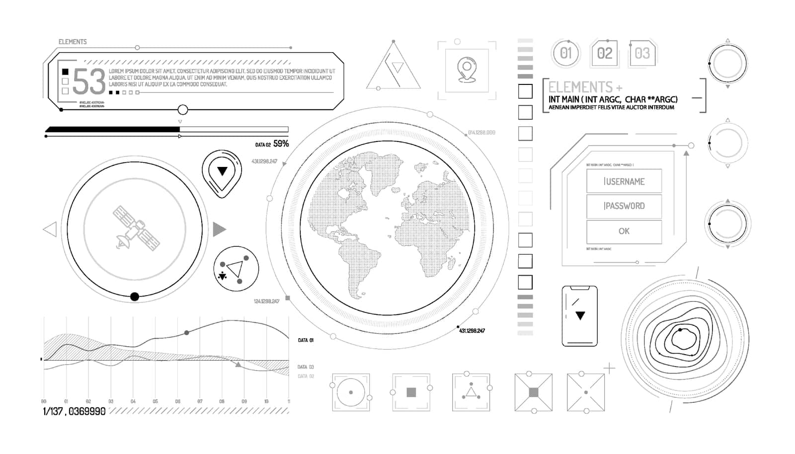 Set of infographic elements about satellite and data input. by ConceptCafe