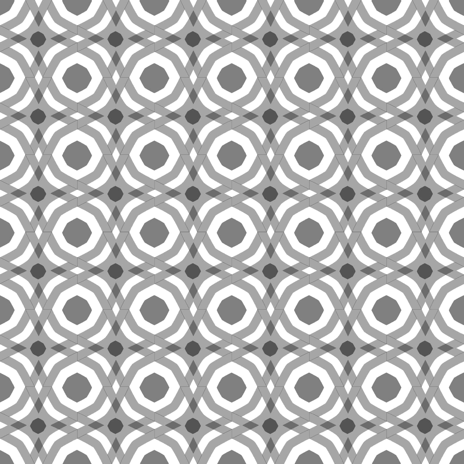 Abstract polyhedron seamless pattern. Transparency grey geometry circle elements on white background.
