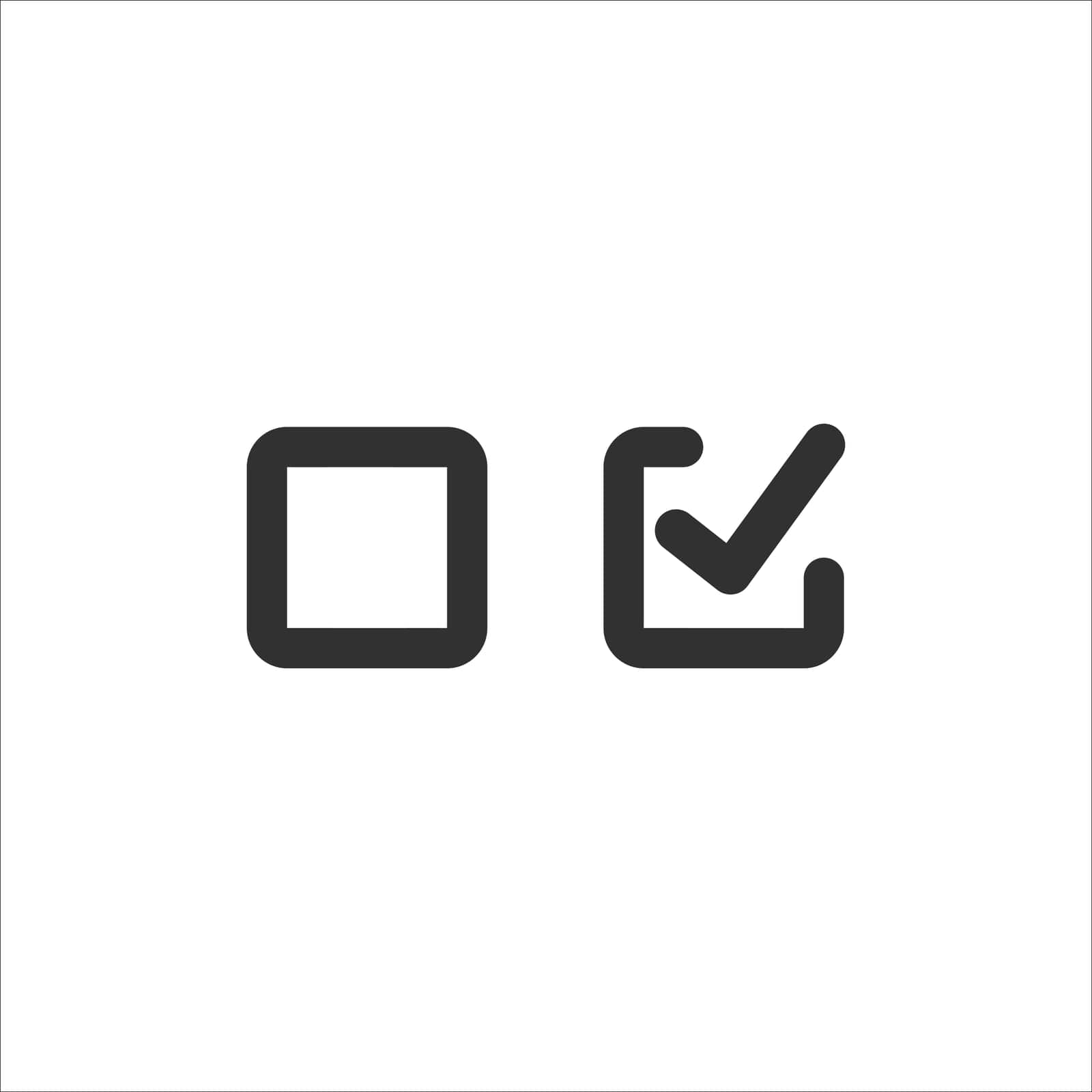 Checkbox set with blank and checked checkbox line art vector icon for apps and websites