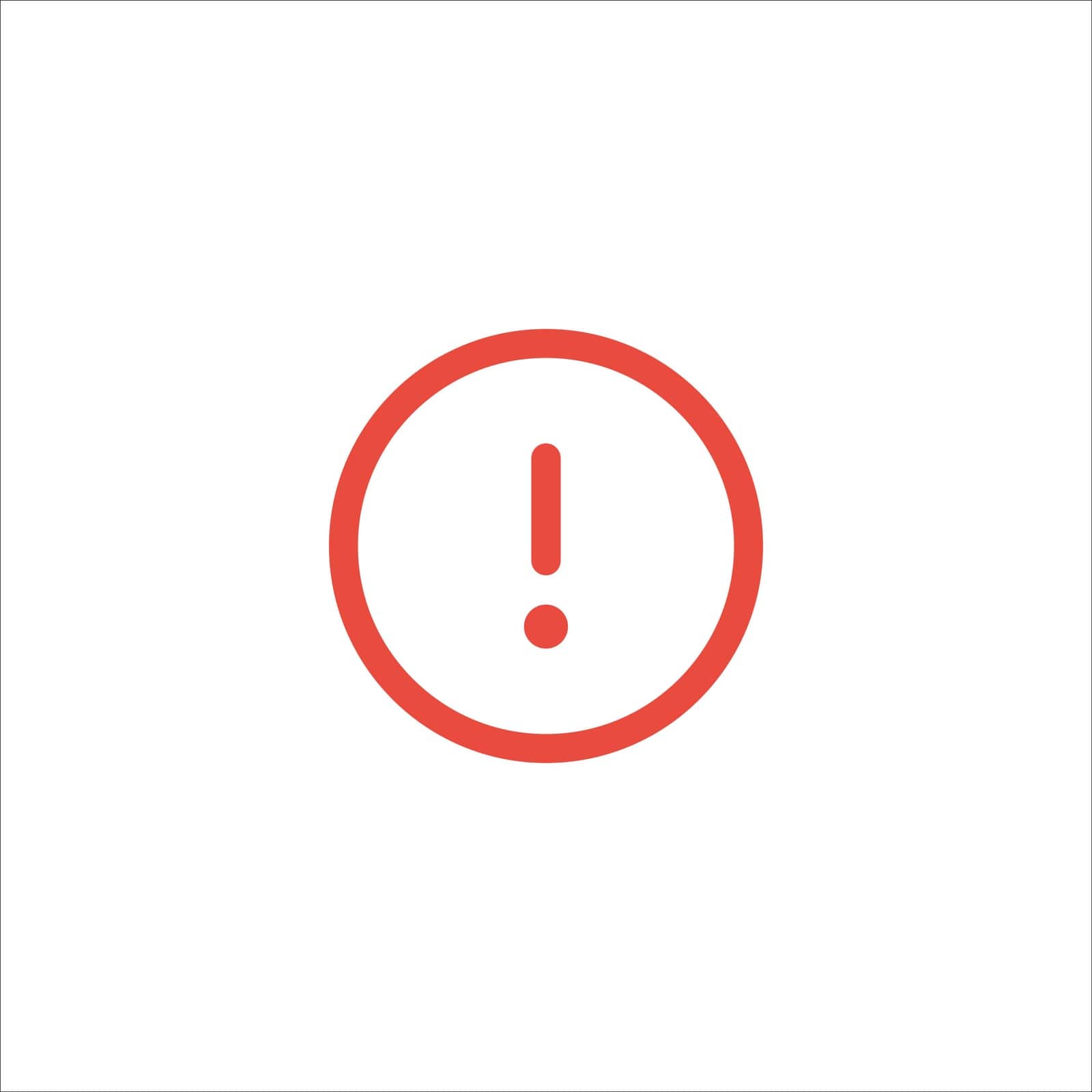 Round Attention red sign with exclamation mark symbol. danger alert caution icon. Error message symbol. Stock vector illustration isolated