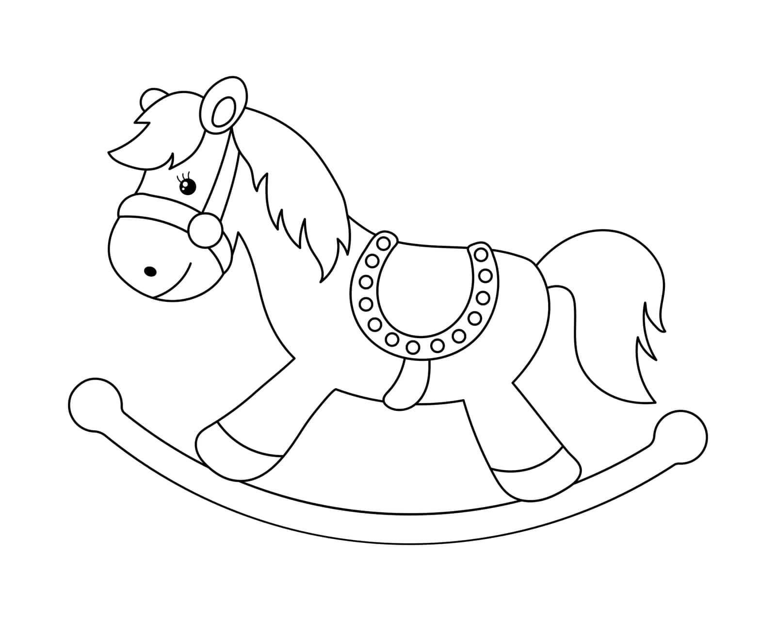 Rocking horse, children's toy. Outline drawing for children's coloring book, sketch. Illustration, vector