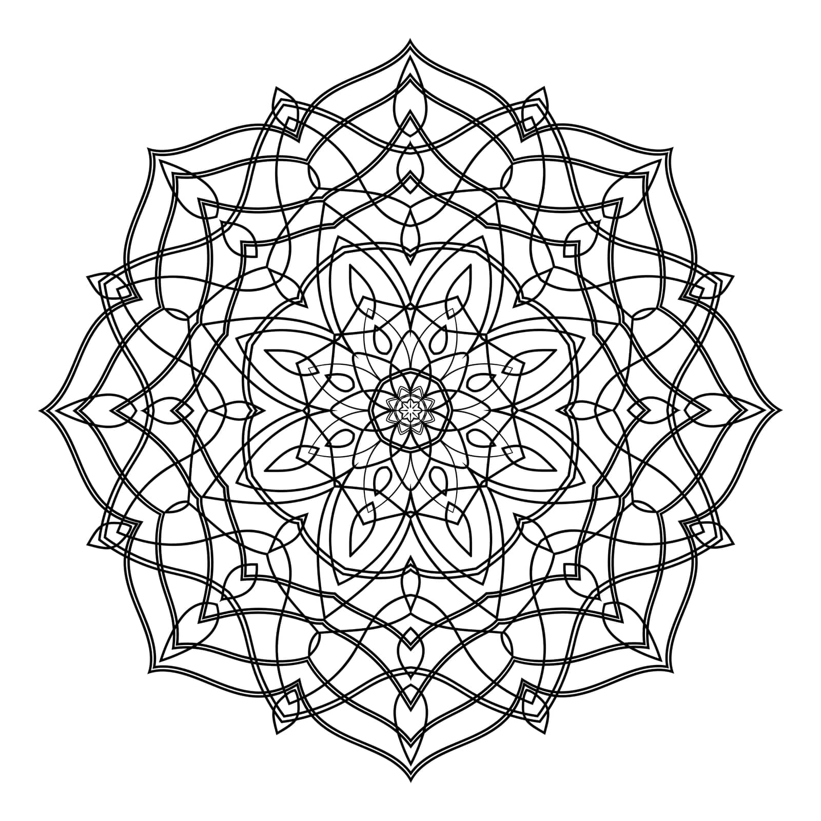 Hand drawn circular floral mandala pattern for Henna, Mehndi, tattoo, decoration. Decorative ornament in ethnic oriental style. Outline doodle hand draw vector anti-stress