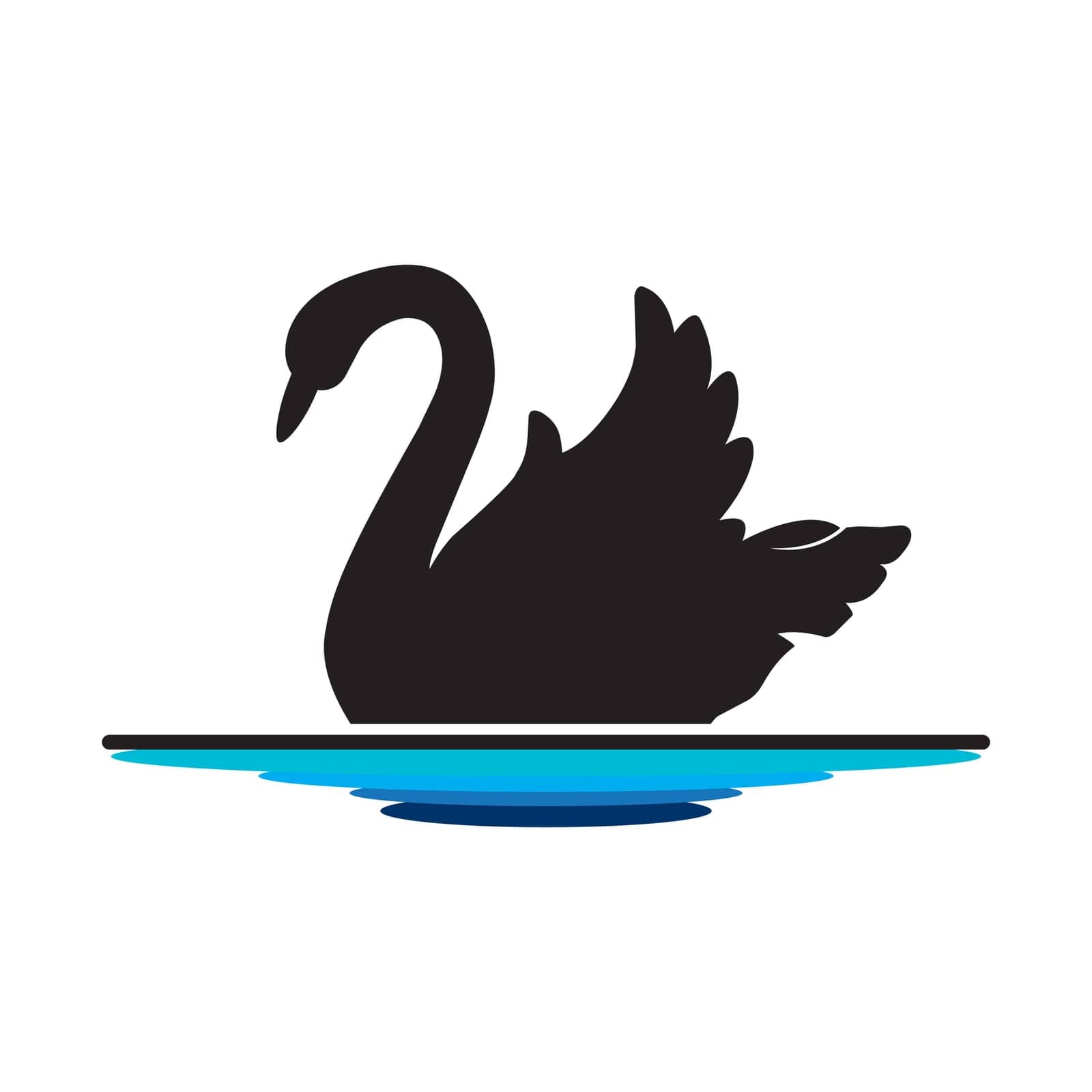Vector swan silhouette illustration logo design