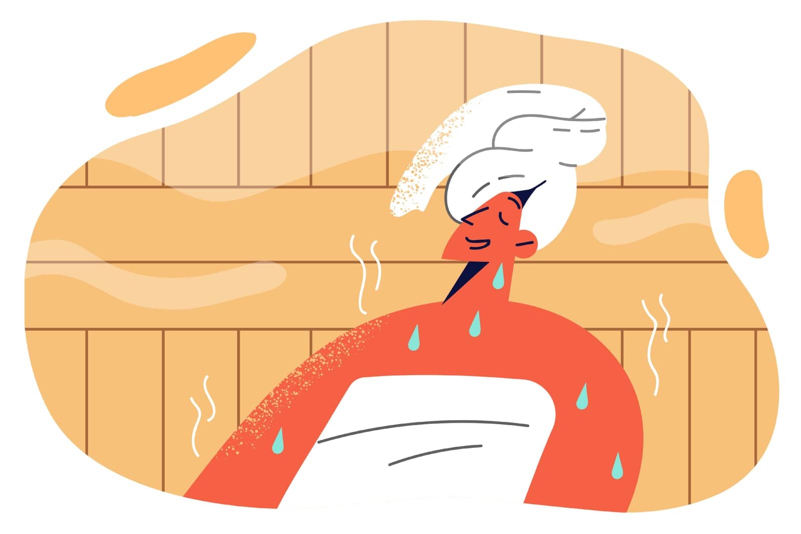 Woman sweats sitting in sauna and enjoying spa treatments that promote rejuvenation by Vasilyeu