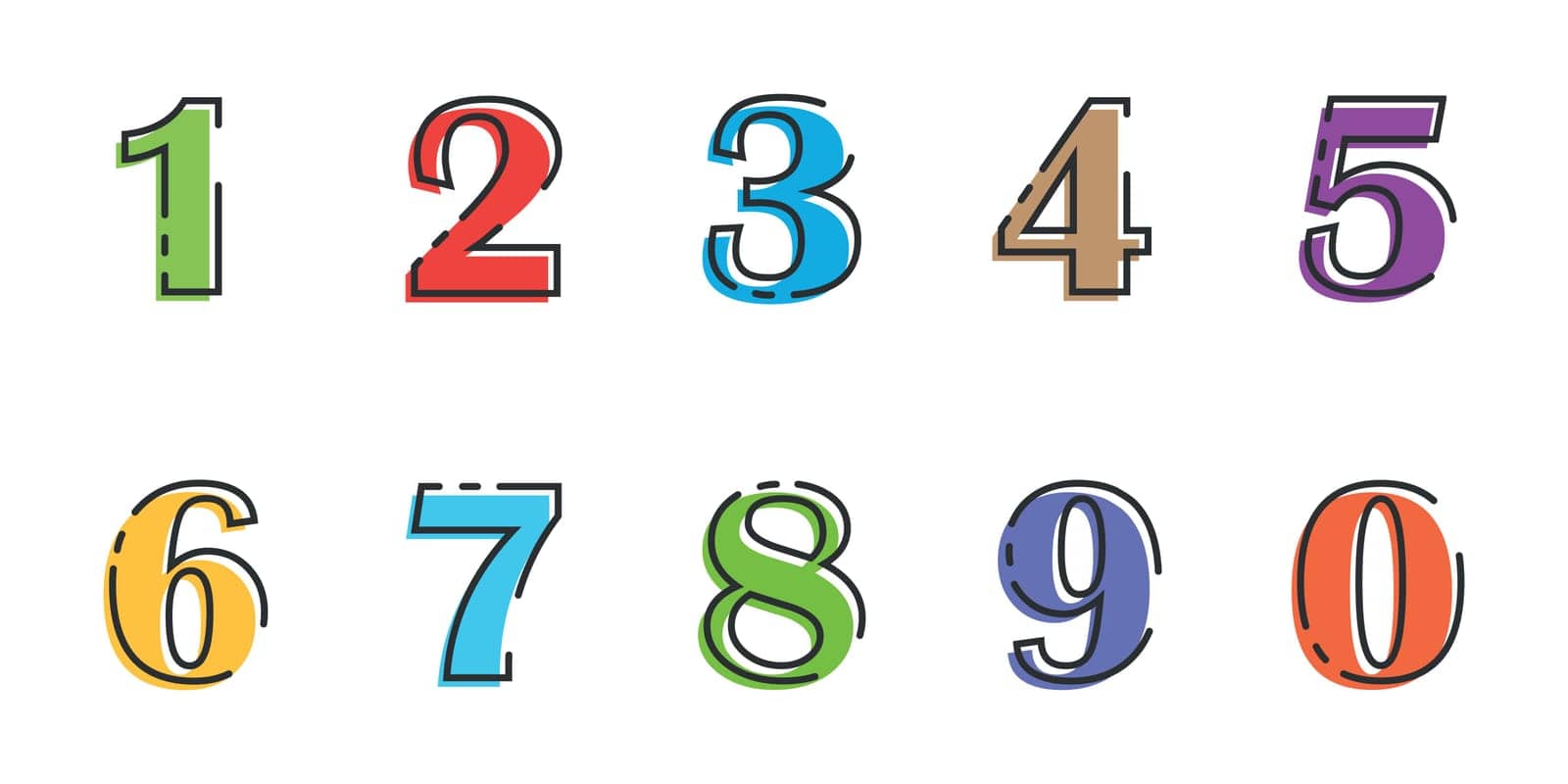 Numbers font icon in flat style. Typography vector illustration on isolated background. Numeral typographic sign business concept.