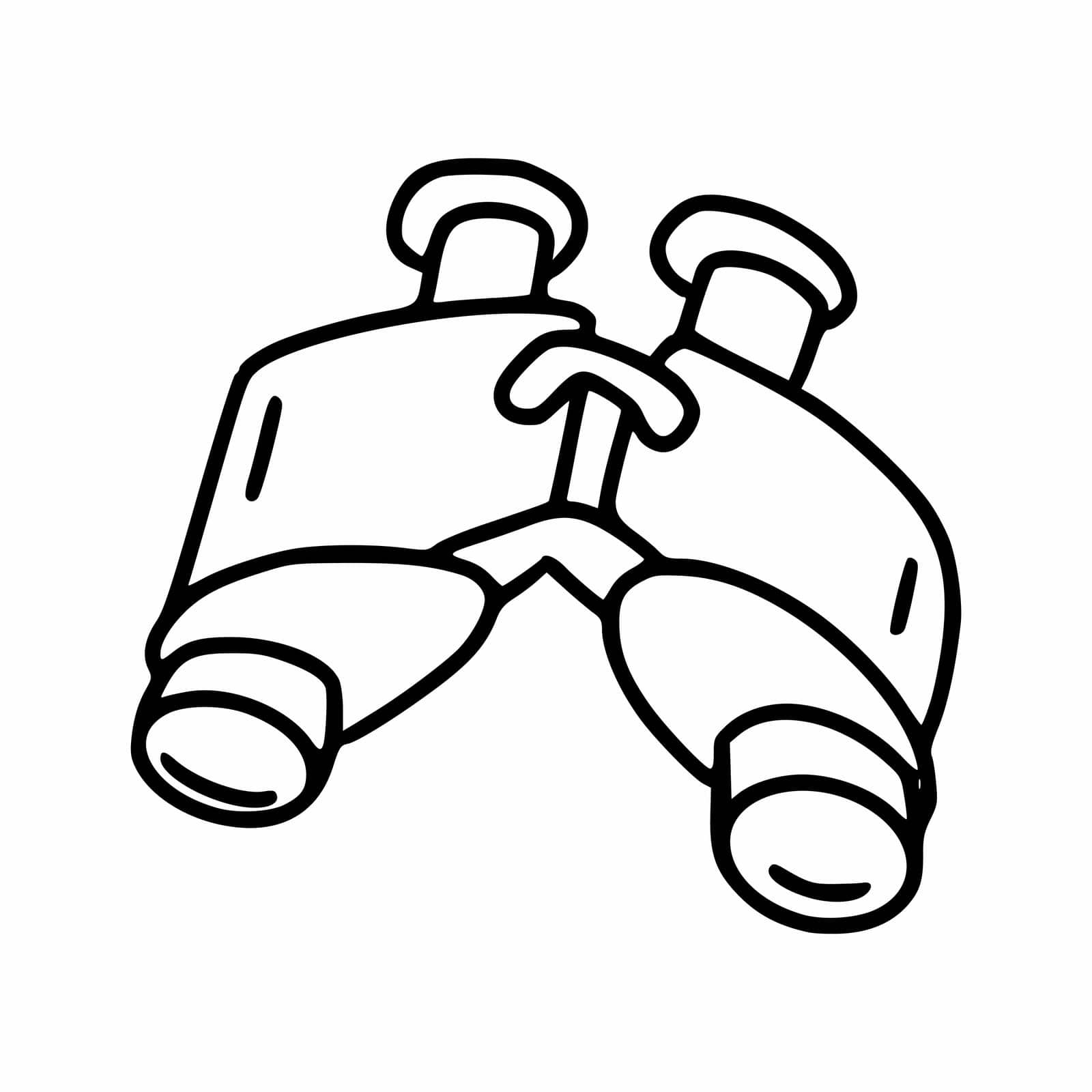 Doodle style binocular drawing. Vector icon on white background.