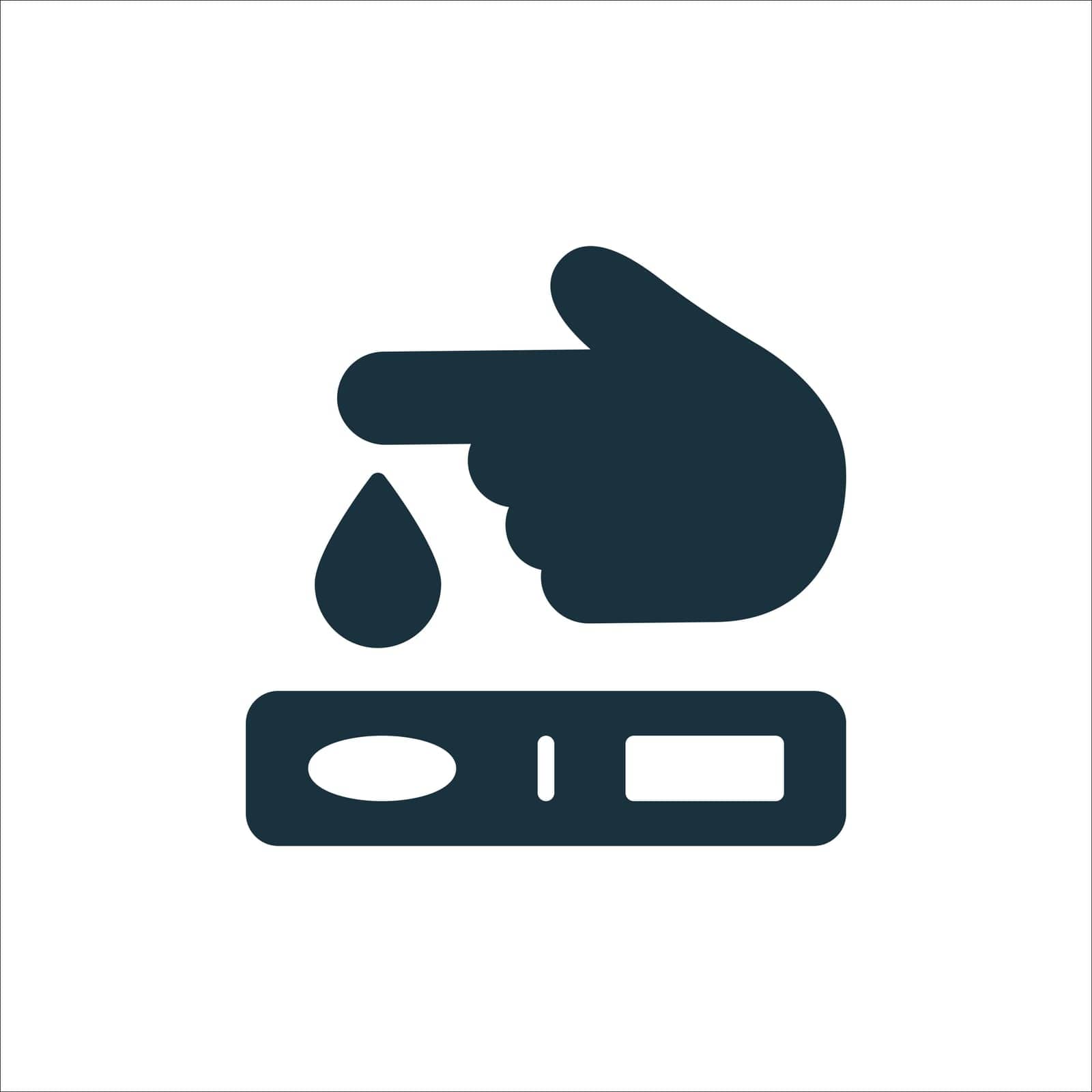Finger Blood Test Silhouette Icon. Blood Sugar Analysis Pictogram. Research of Level Glucose Glyph Icon. Tests of Glycemia in Diabetes. Isolated Vector Illustration by Toxa2x2