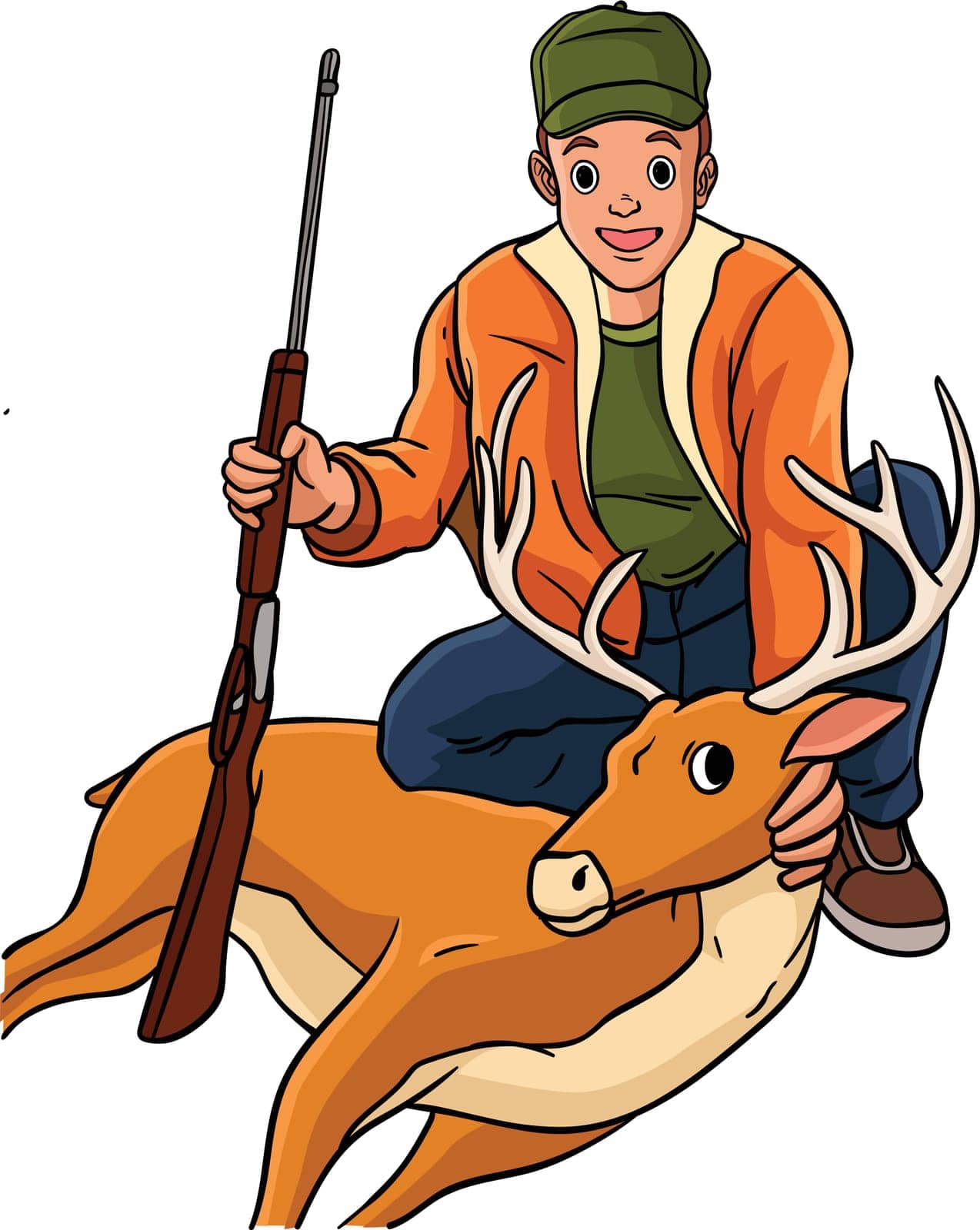 This cartoon clipart shows a Deer Hunting illustration.