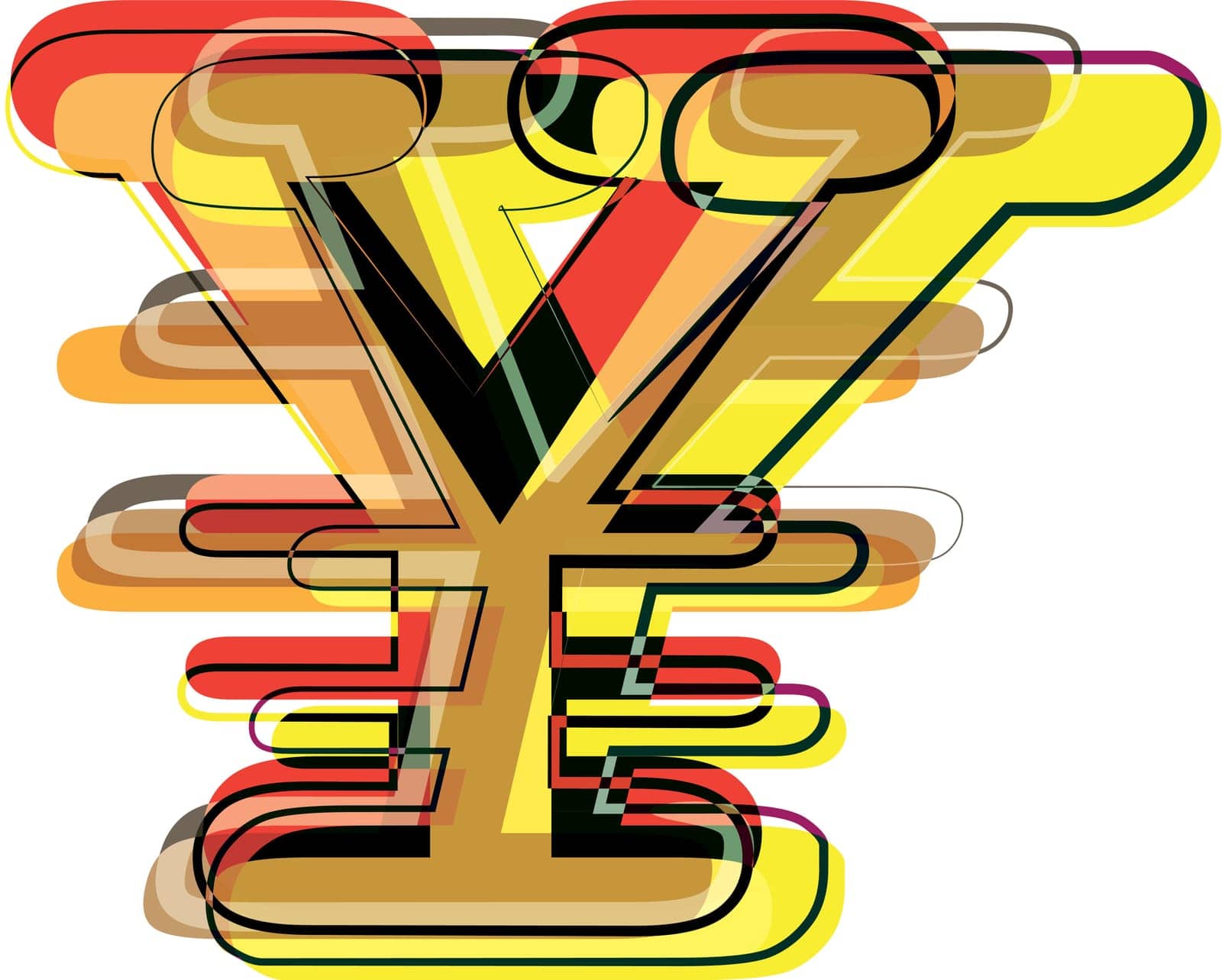 Abstract Doodle Yen Symbol Vector illustration