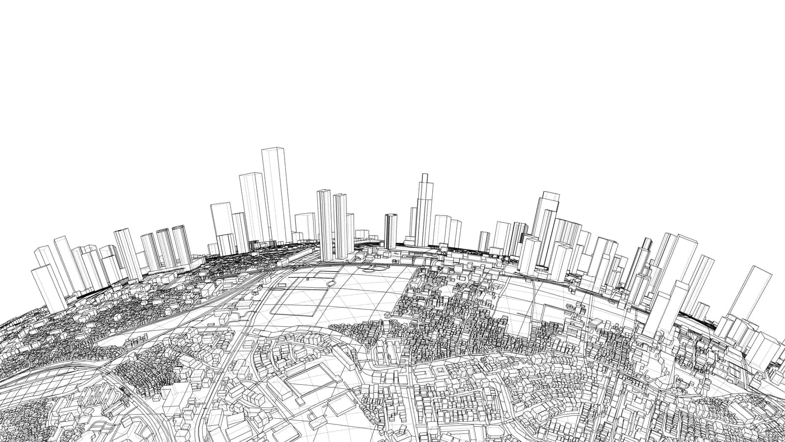 3d city sphere. Vector rendering of 3d by cherezoff