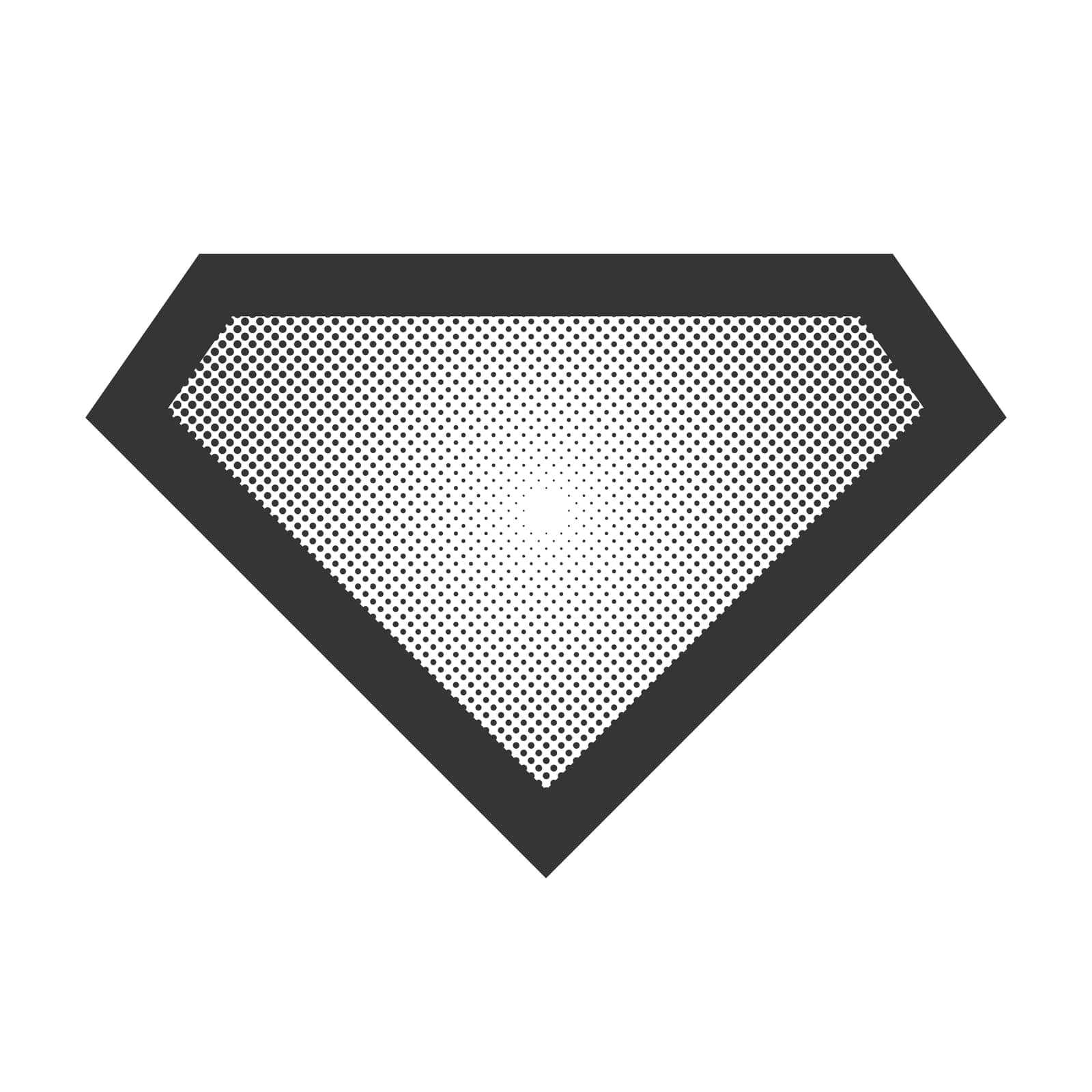 Vector Superhero logo isolated. Black diamond icon. Dotted Superhero logo template in pop art design.