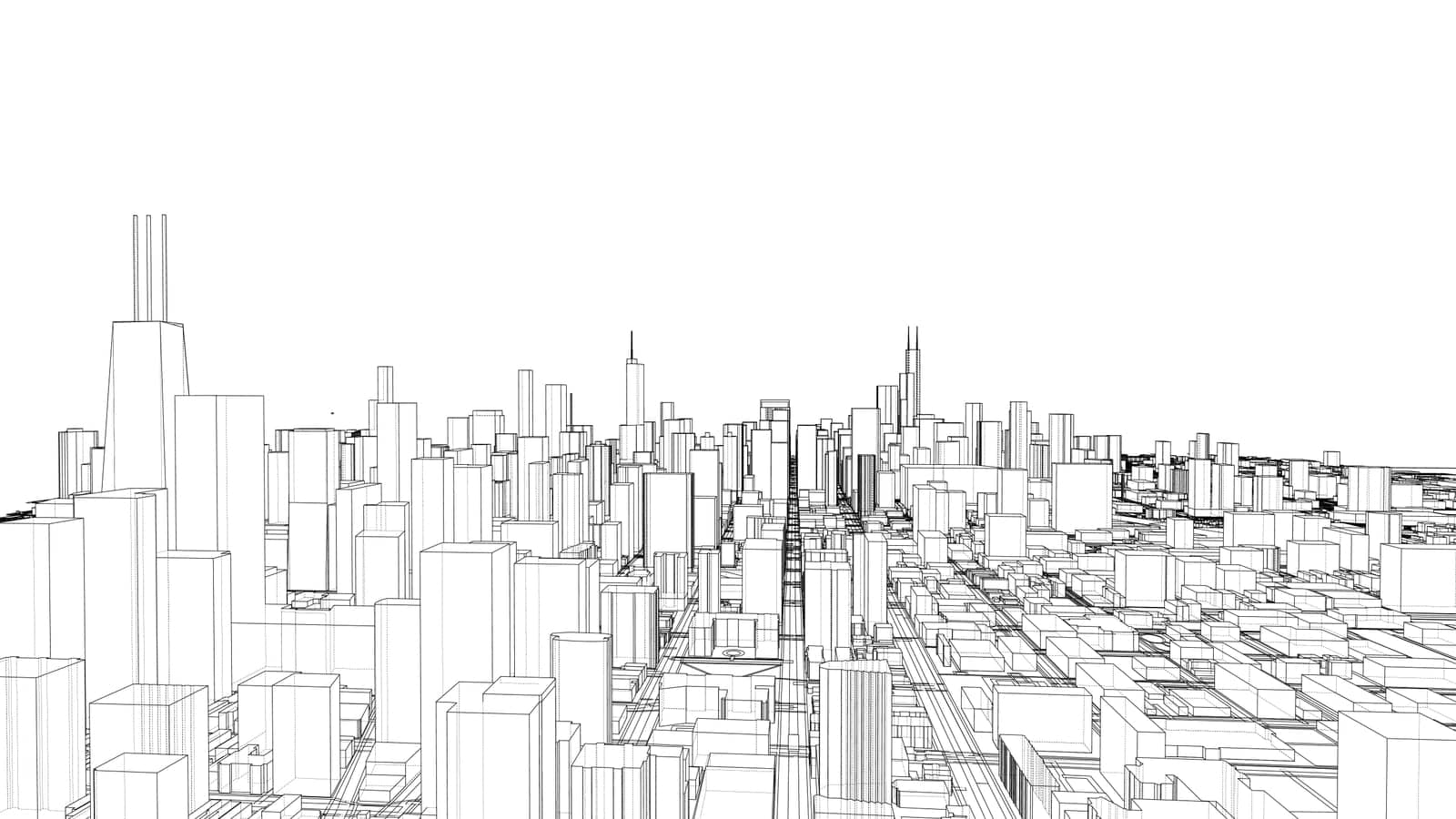 Outline city concept vector. Wire-frame style by cherezoff
