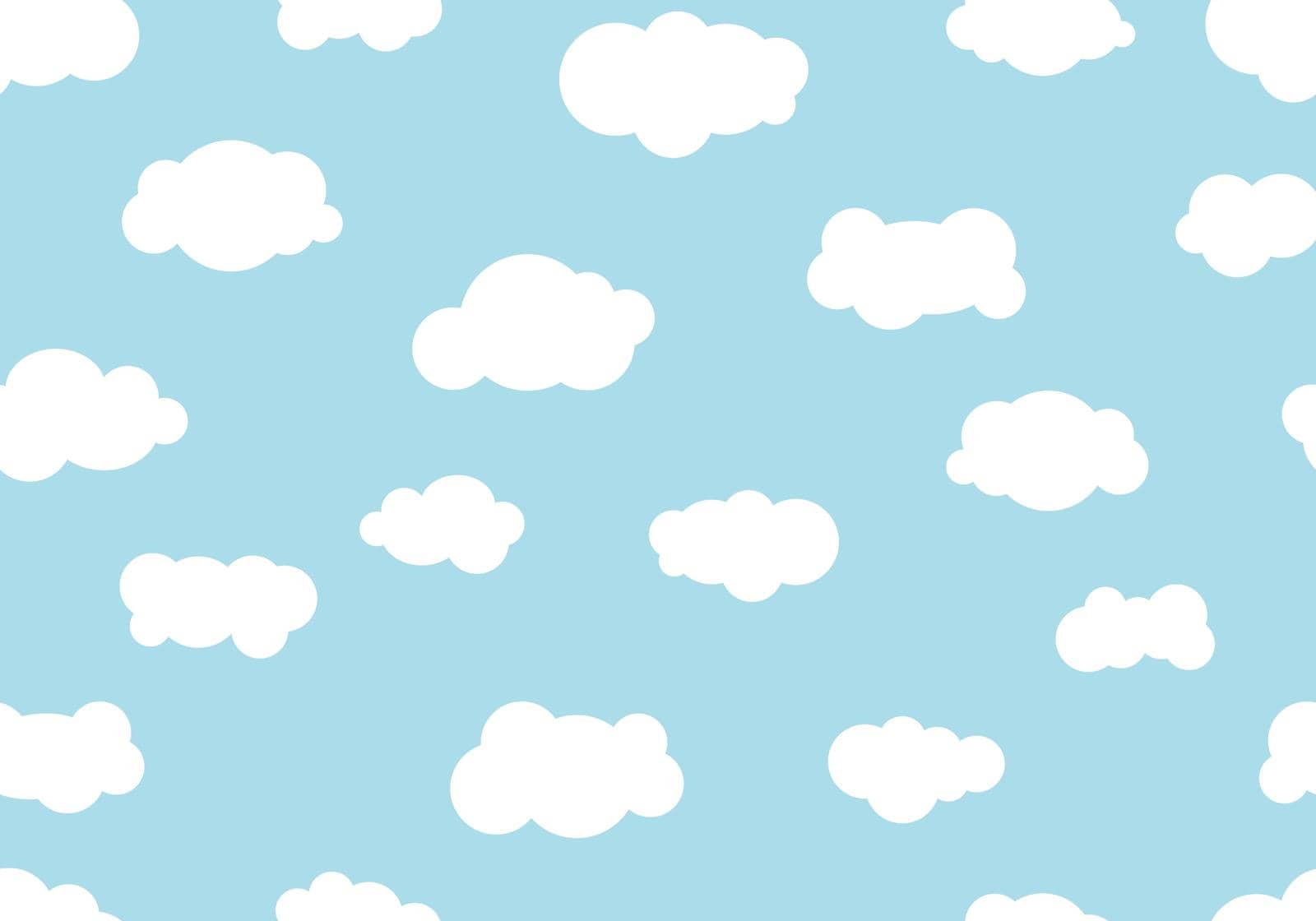 Seamless pattern hand drawn cloudy different on blue sky background by rarinlada