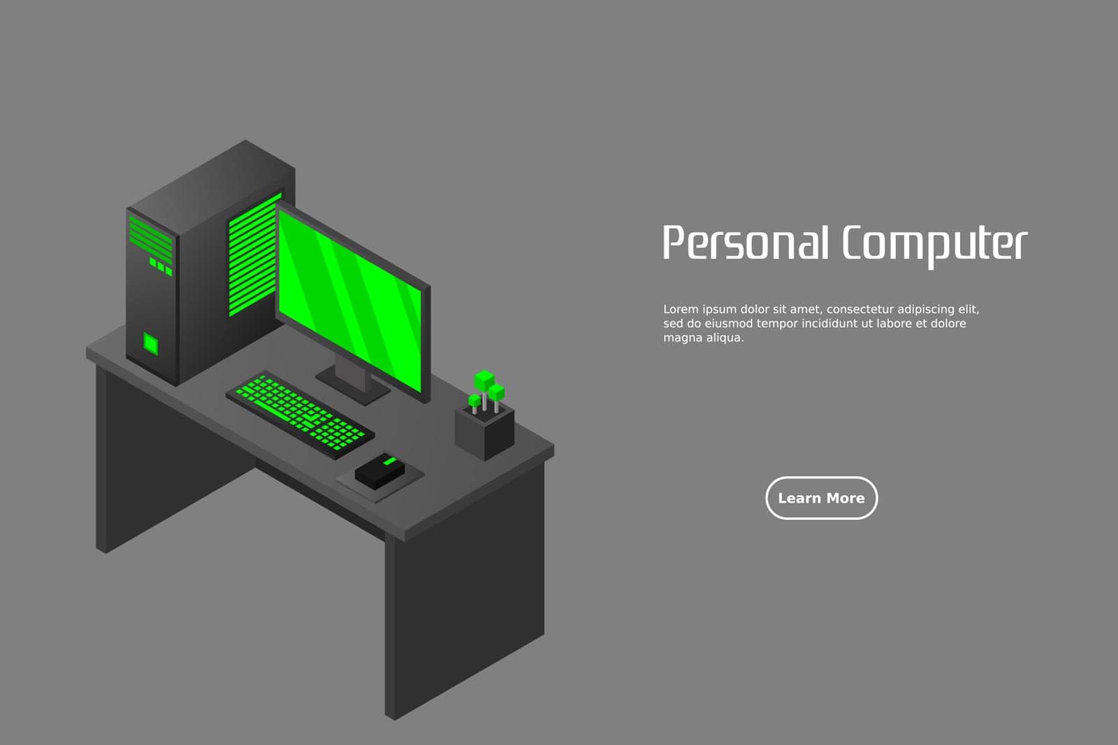 Isometric personal computer. Illustration suitable for advertising and promotion