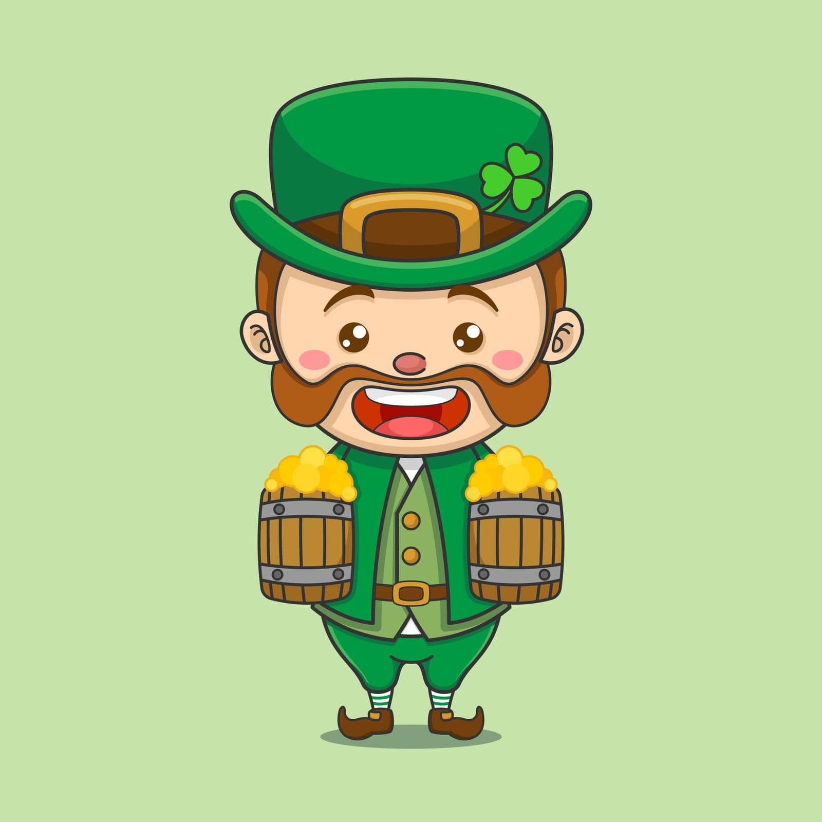 Cute Leprechaun With Two Beers