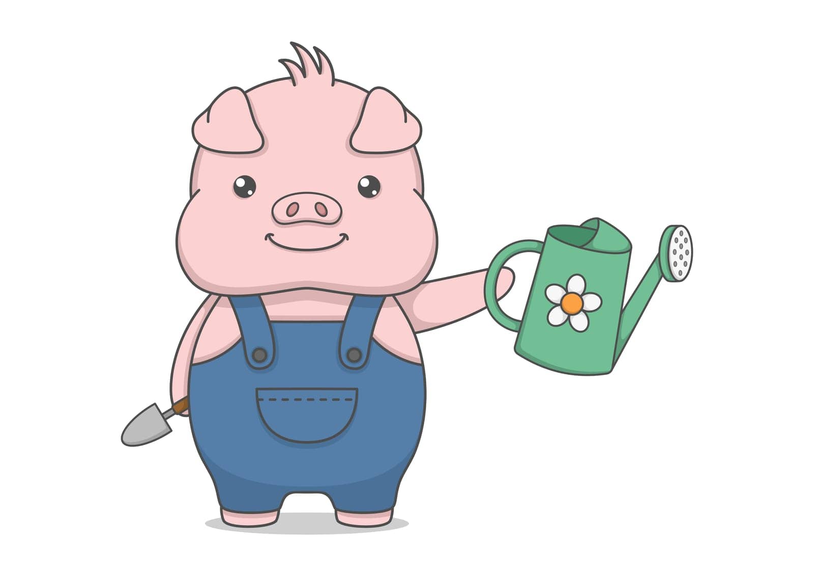Cute Pig With Gardening Tool by JuneYap