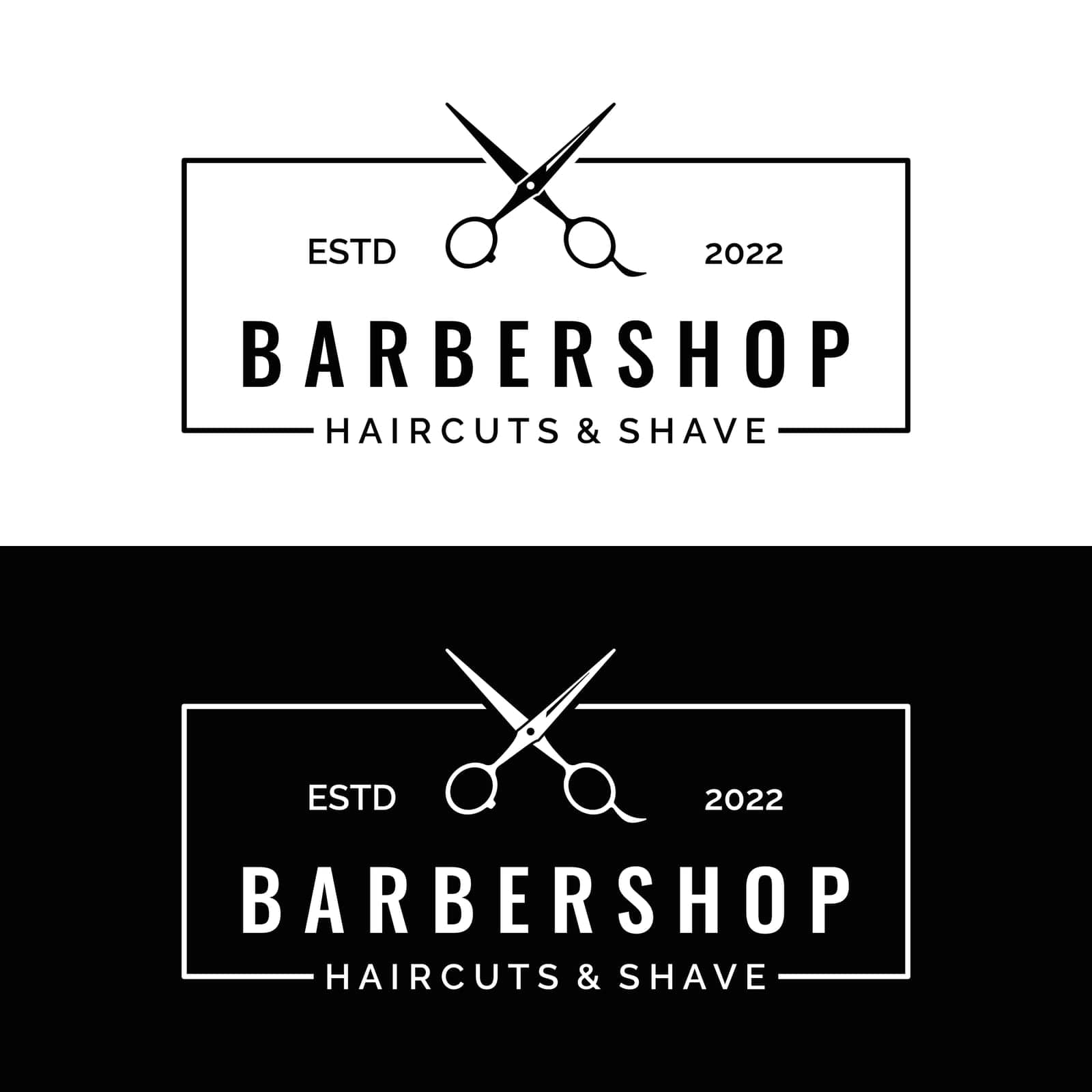 Creative and simple classic haircut salon scissors template Logo design isolated on black and white background.For business, barbershop, salon, beauty. by Mrsongrphc