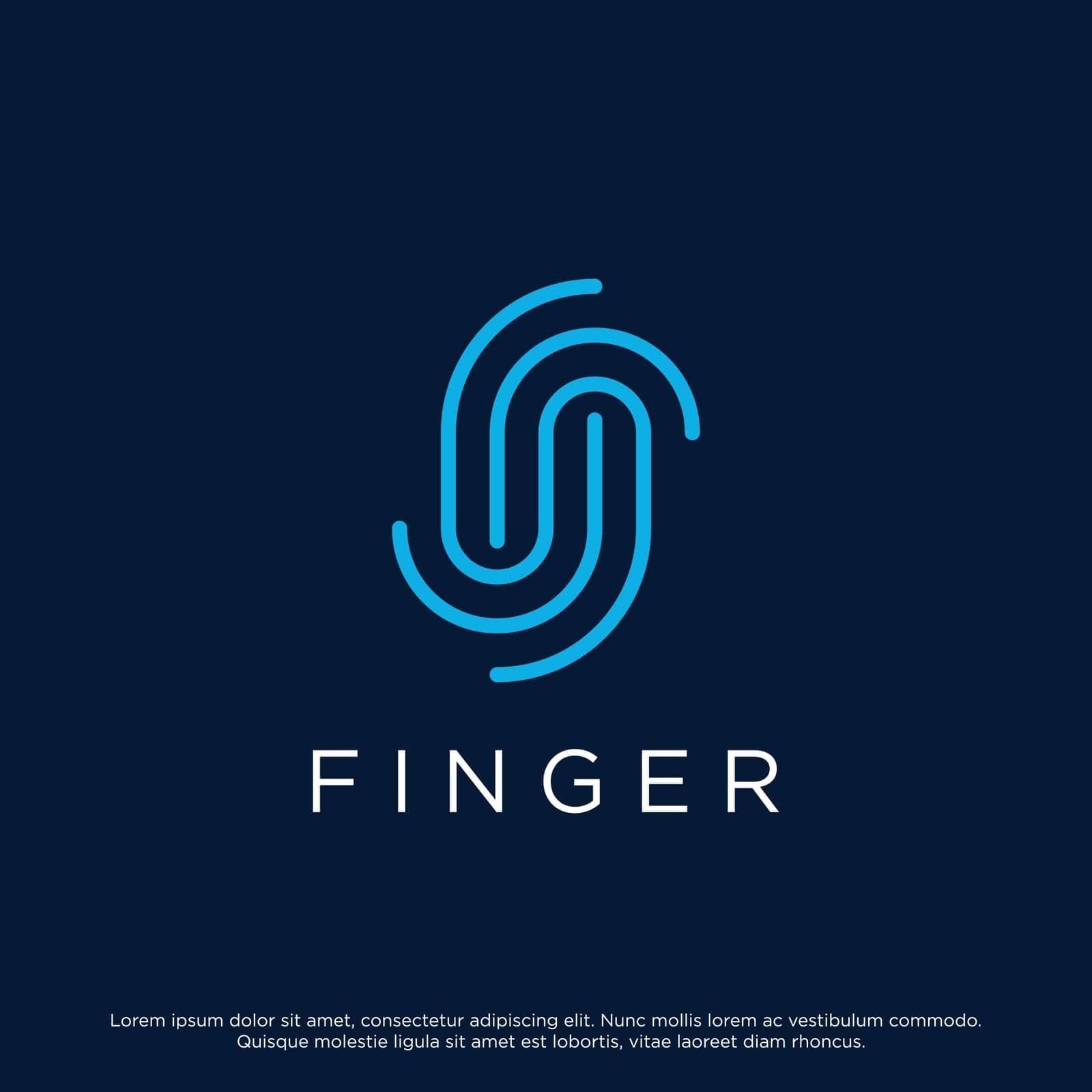 Modern human fingerprint logotype. Fingerprint for identity, business card, technology, digital.