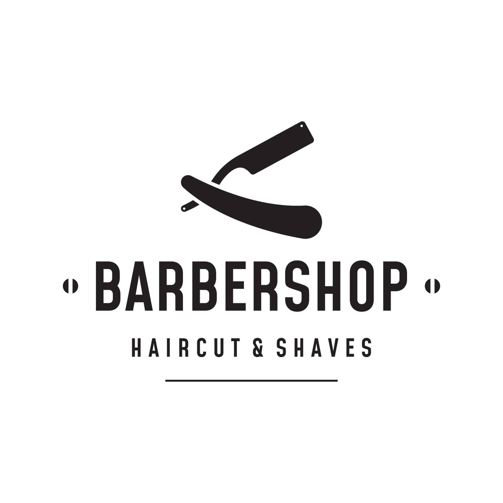 Barbershop Logo template in vintage style with the concept of scissors, razor and other tools.Logo for business, salon, label and barbershop. by Mrsongrphc