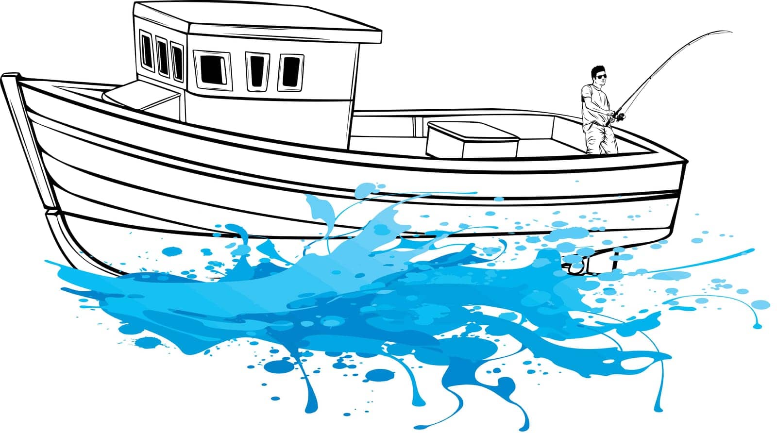 black white ark boat ship noah at sea logo illustration by dean