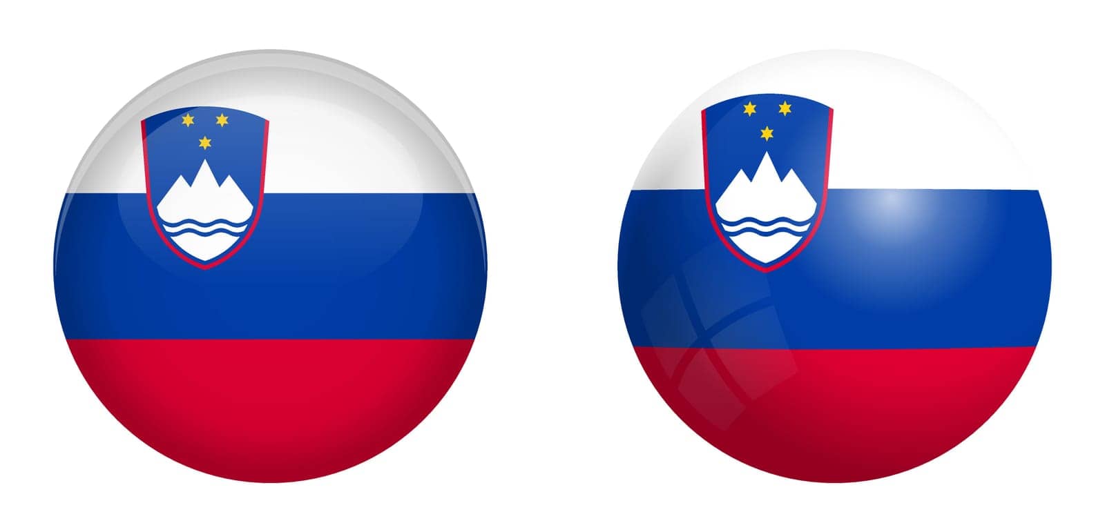 Slovenia flag under 3d dome button and on glossy sphere / ball.