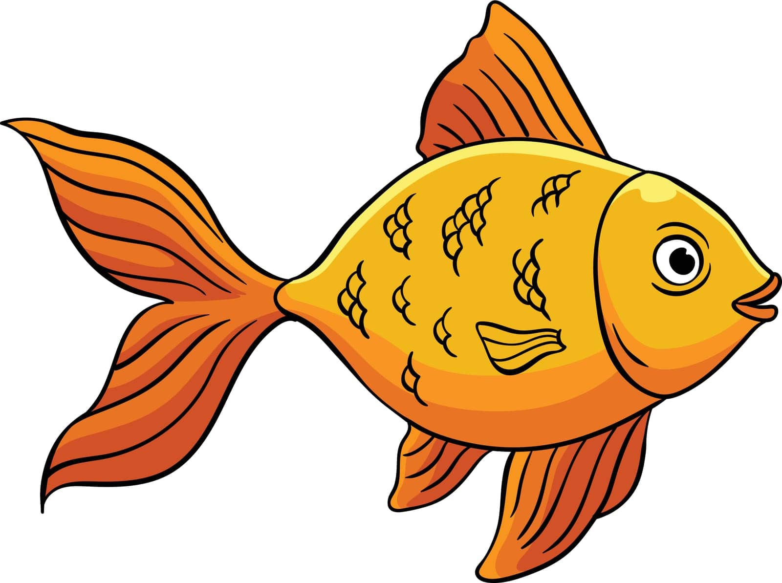 This cartoon clipart shows a Goldfish illustration.