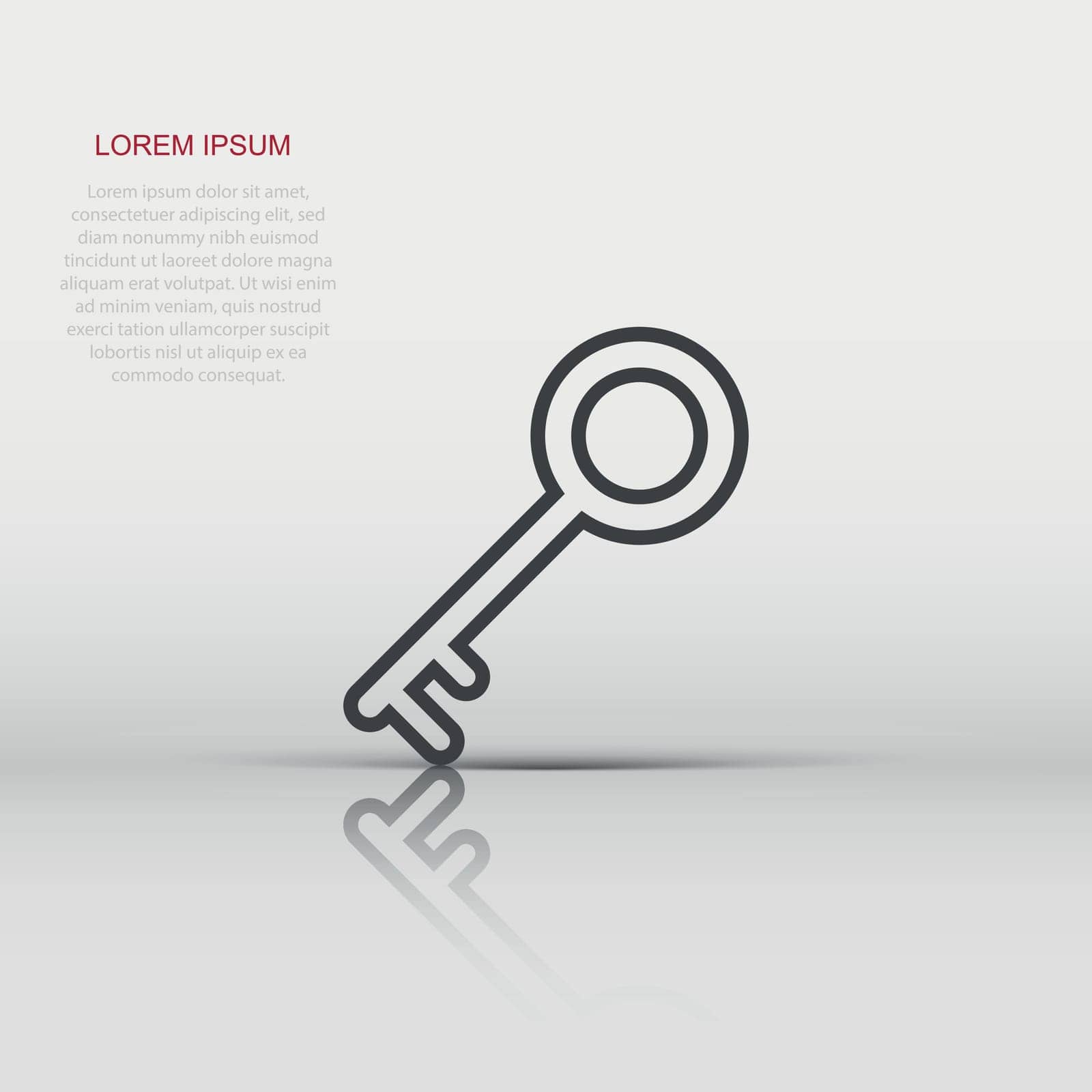 Vector key icon in flat style. Unlock sign illustration pictogram. Private secure key business concept.