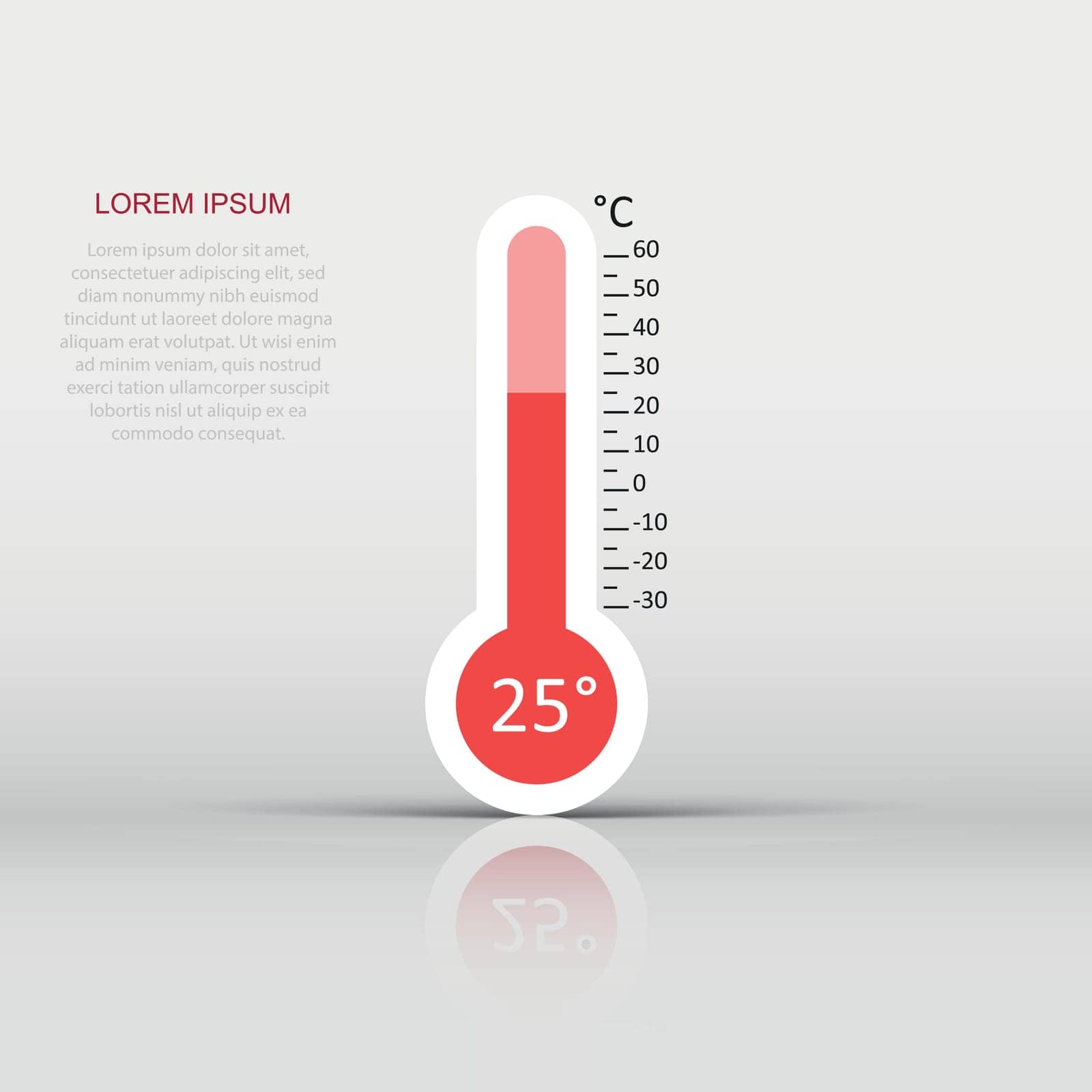 Vector thermometer icon in flat style. Goal sign illustration pictogram. Thermometer business concept.