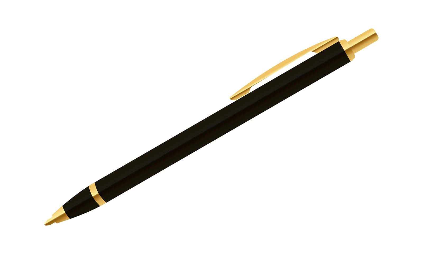 Single black vector ballpoint pen. Classic ballpoint pen. Vector illustration