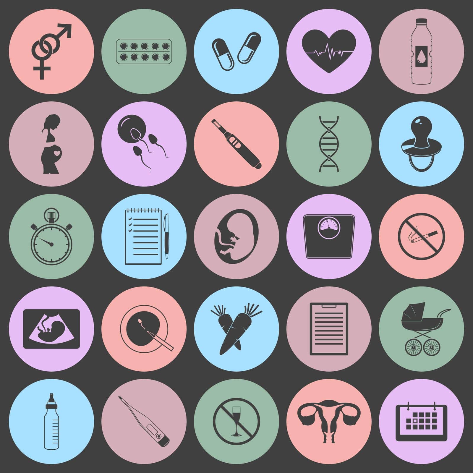 Set of simple pregnancy icons. Vector EPS8 illustration.