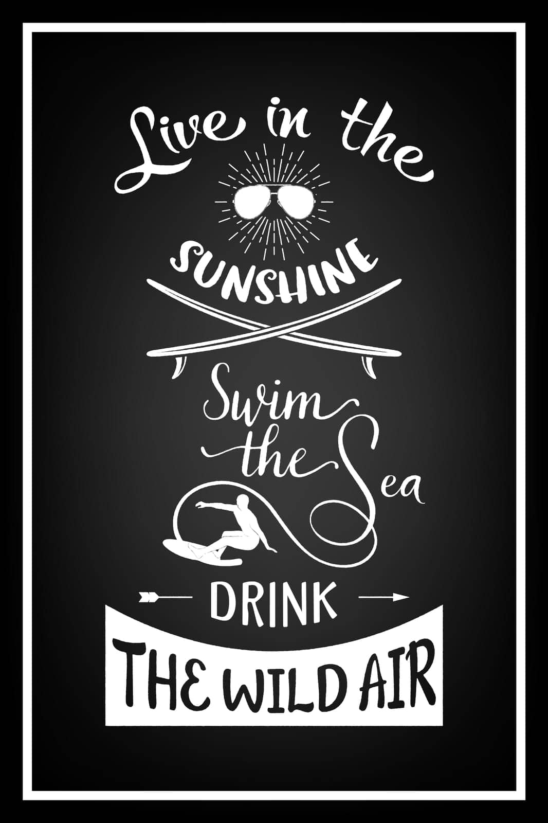 Live in the sunshine swim the sea drink the wild air - Quote Typographical Background. Vector EPS8 illustration.