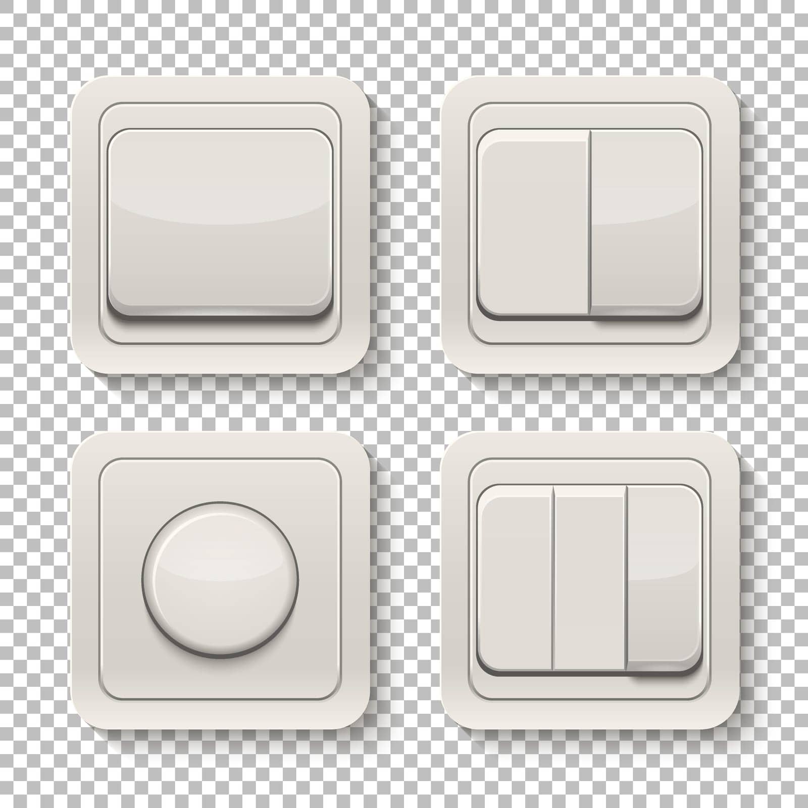 Set of realistic switches isolated on a transparent background. Vector EPS10 illustration.