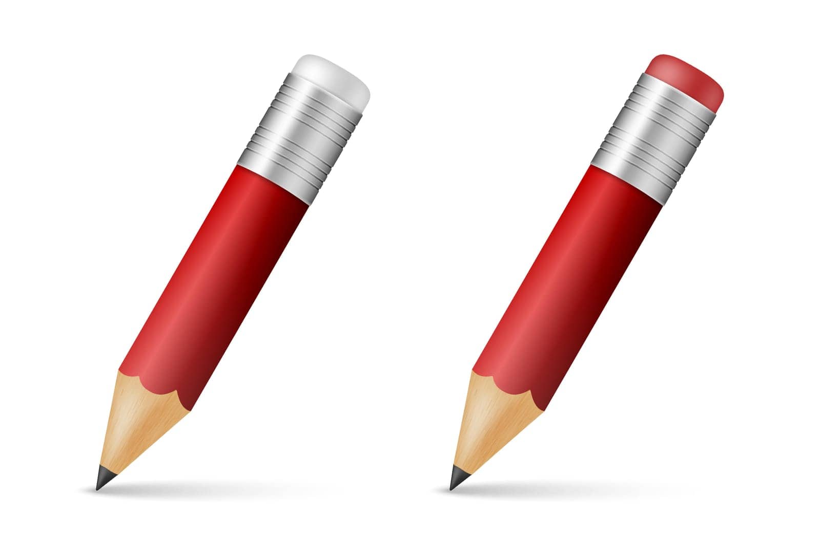 Red wooden sharp pencils isolated on a white background. Vector EPS10 illustration.