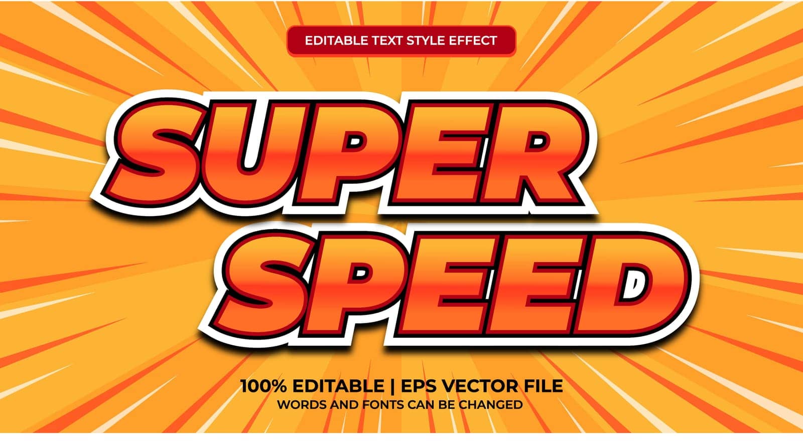 Super speed editable text effect in modern 3d style. Editable fast and sport text style by Aozora
