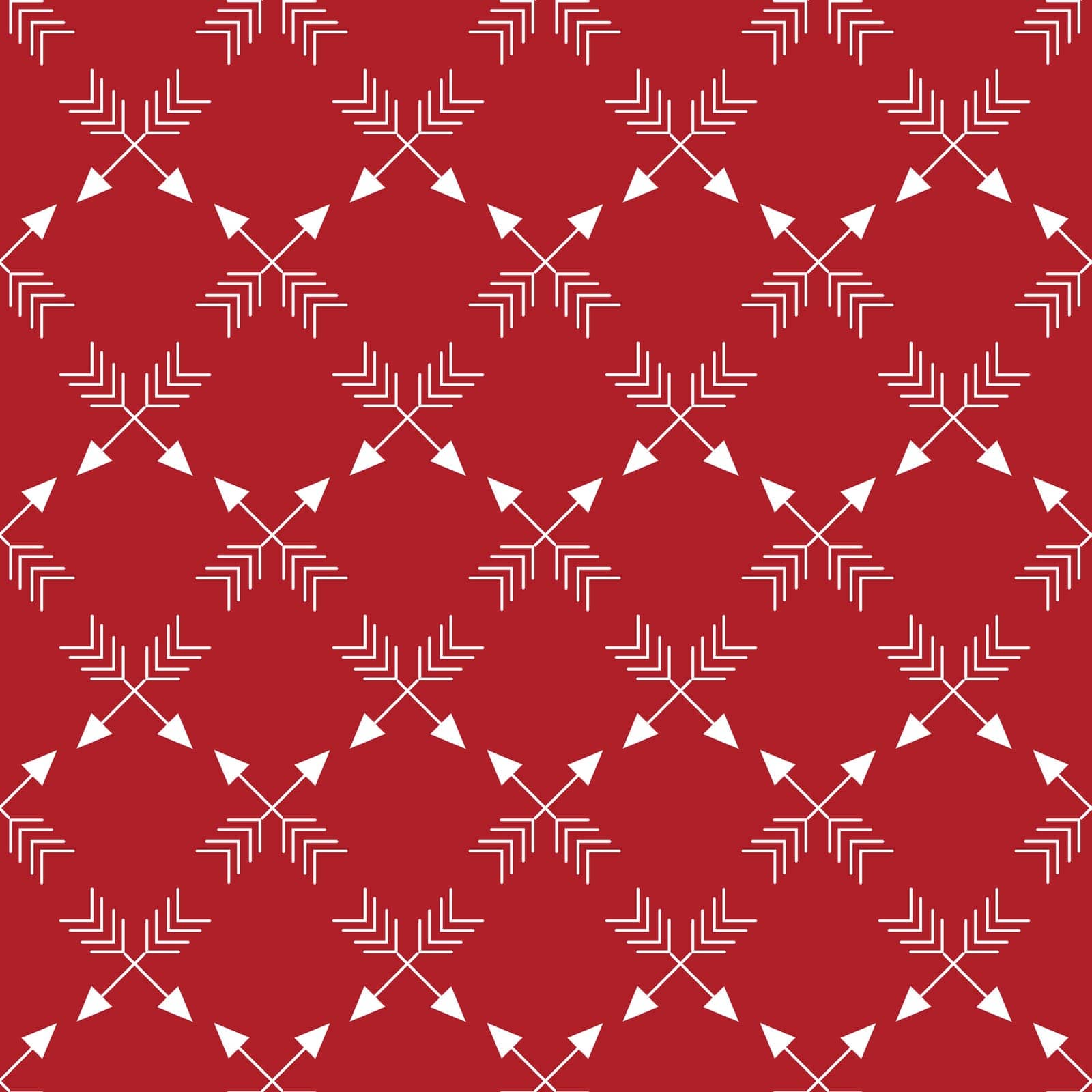 Geometric seamless pattern with repetitive crossed arrows on red backdrop for Christmas theme designs.vector illustration