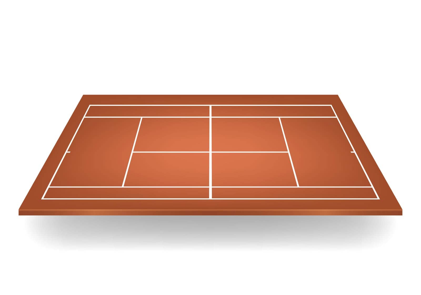 Brown 3d tennis court. Vector EPS10 illustration.