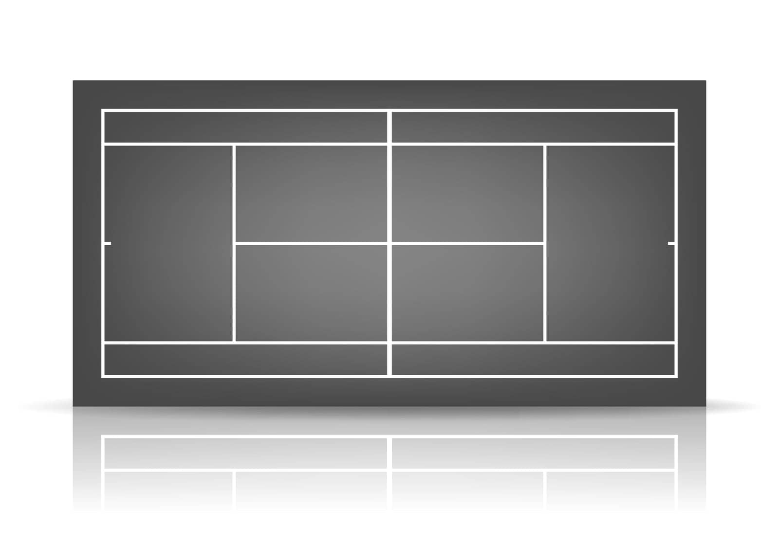 Black tennis court with reflection. Vector EPS10 illustration.