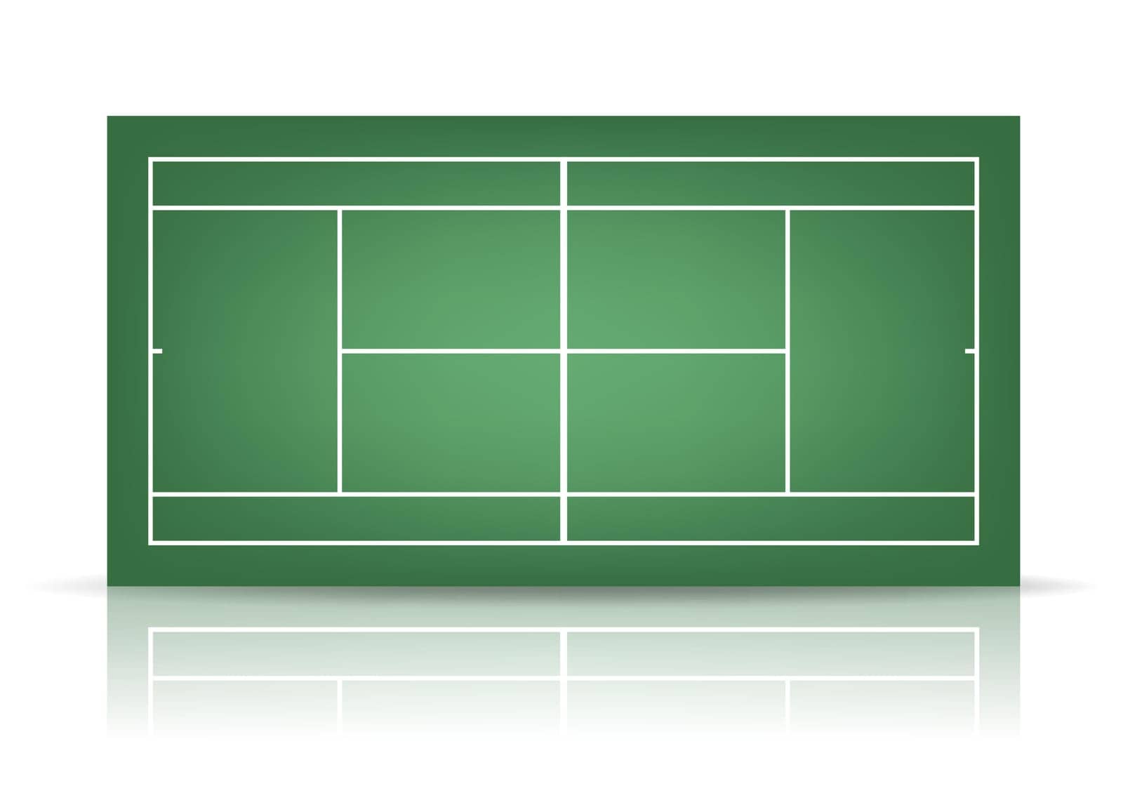 Green tennis court with reflection. Vector EPS10 illustration.