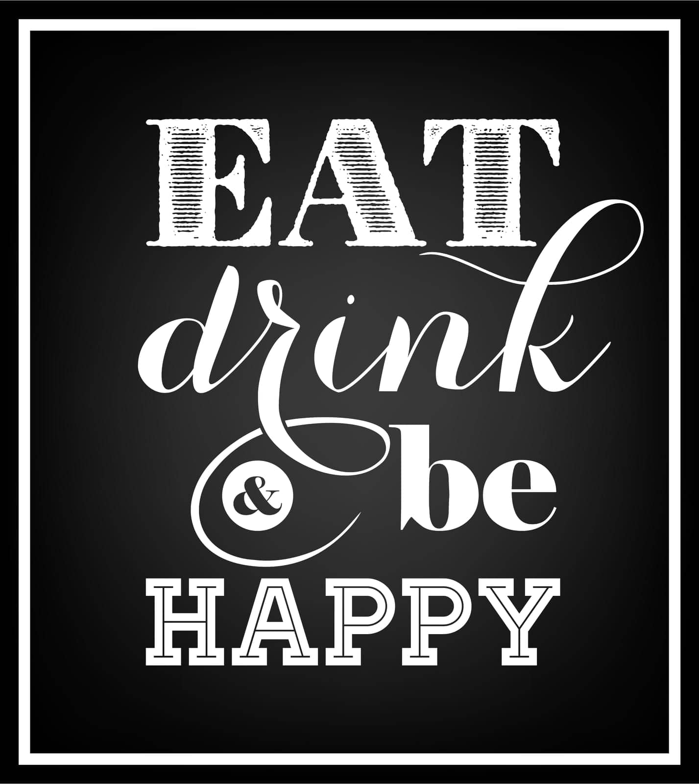 Eat, drink and be happy - Quote Typographical Background. Vector EPS8 illustration.