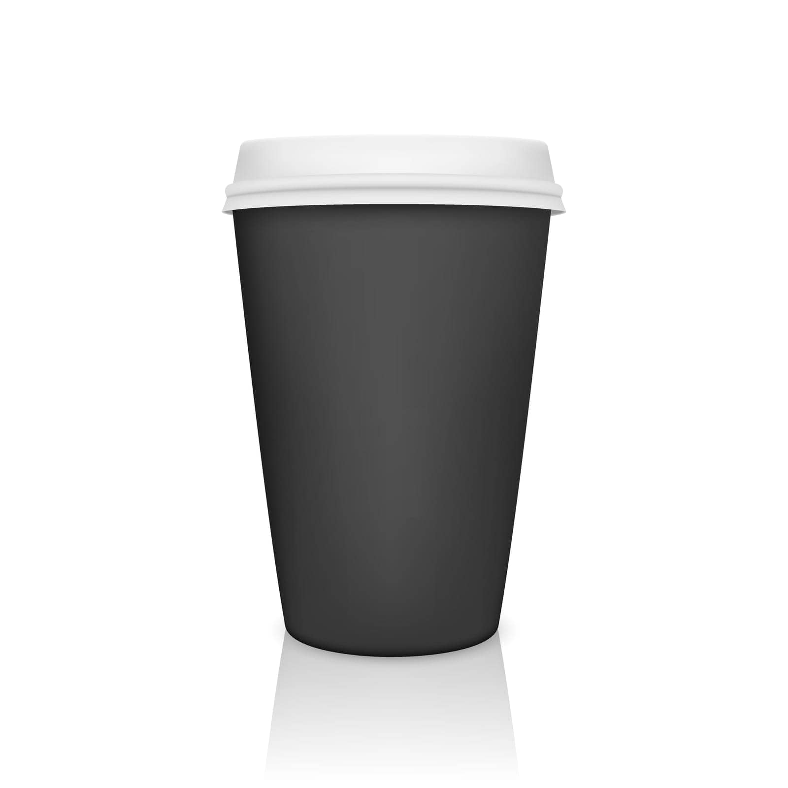 Realistic paper coffee cup with reflection. Vector EPS10 illustration.