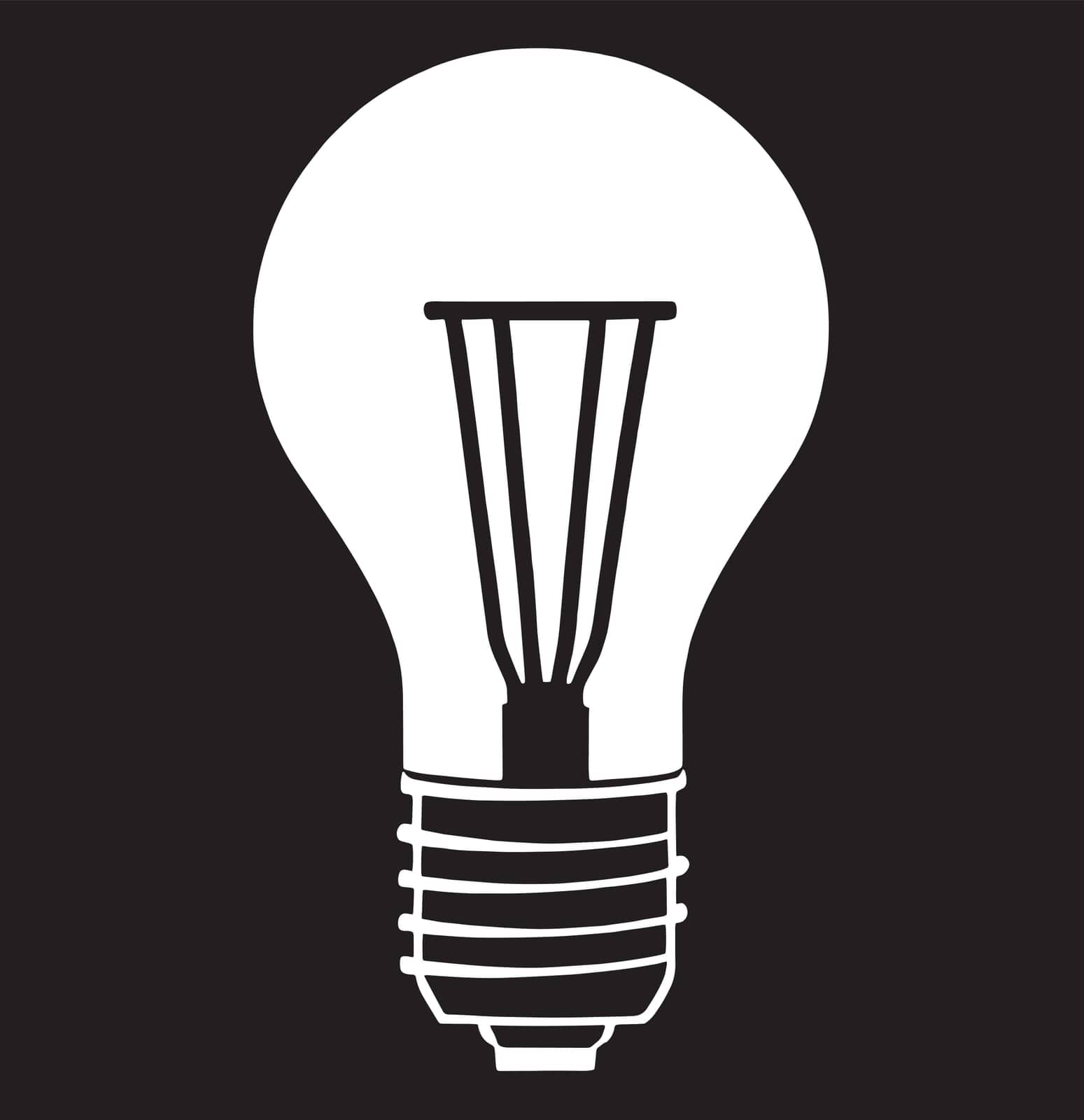 close-up black and white light bulb. vector illustration. by yilmazsavaskandag