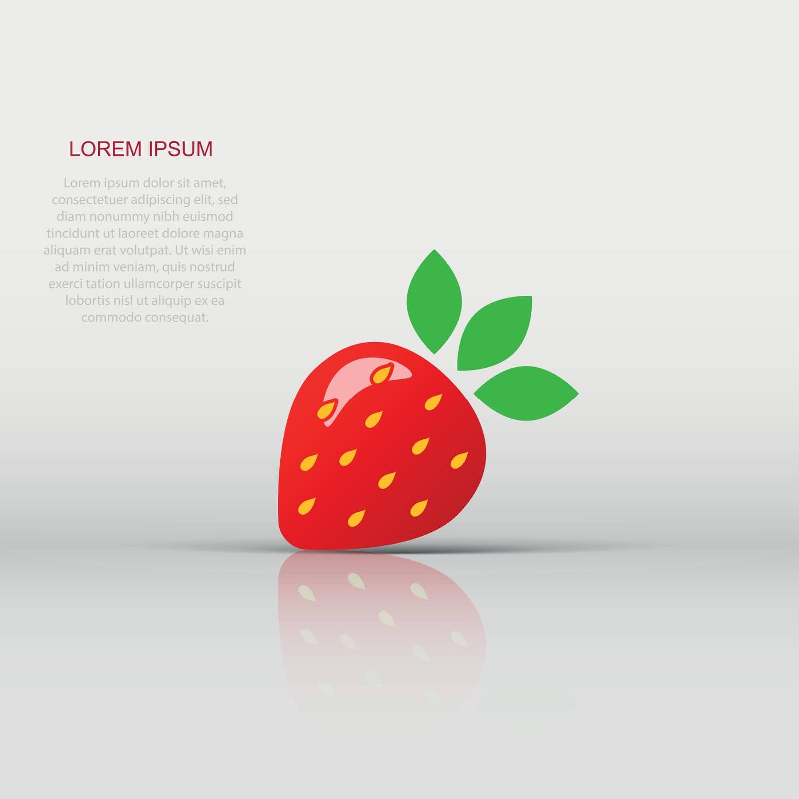Vector strawberry fruit icon in flat style. Ripe berry sign illustration pictogram. Strawberry business concept. by LysenkoA
