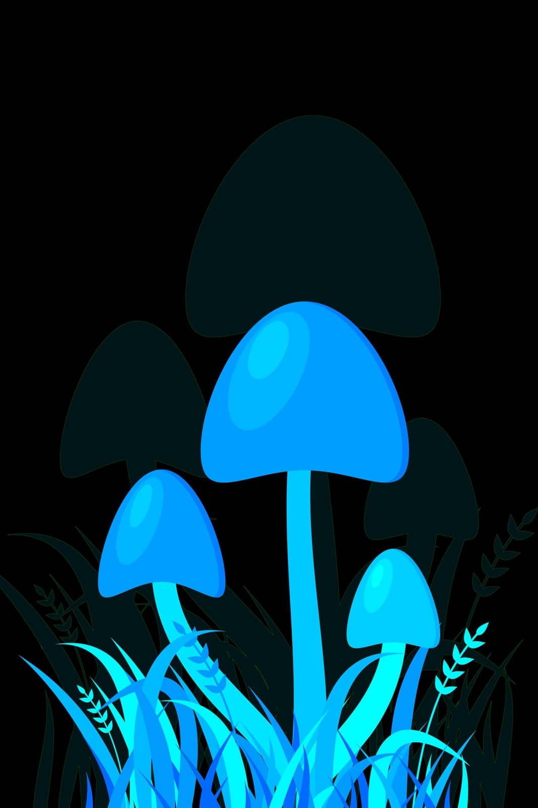 Magic mushrooms isolated. Mushroom with grass. Vector illustration