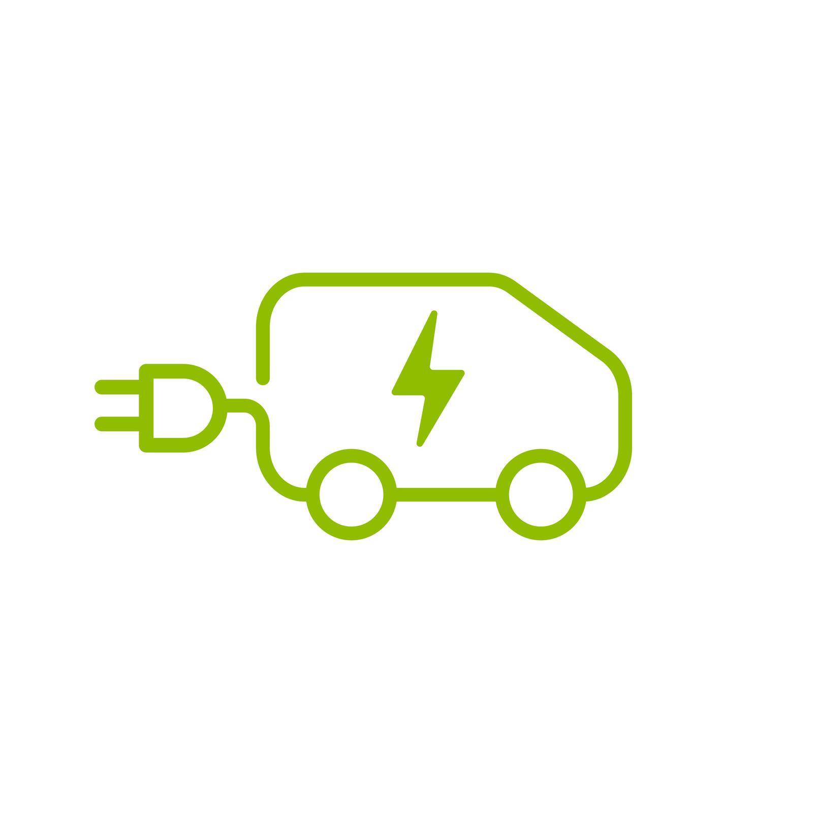 Electric car with plug icon symbol, EV car, Eco friendly vehicle vector.