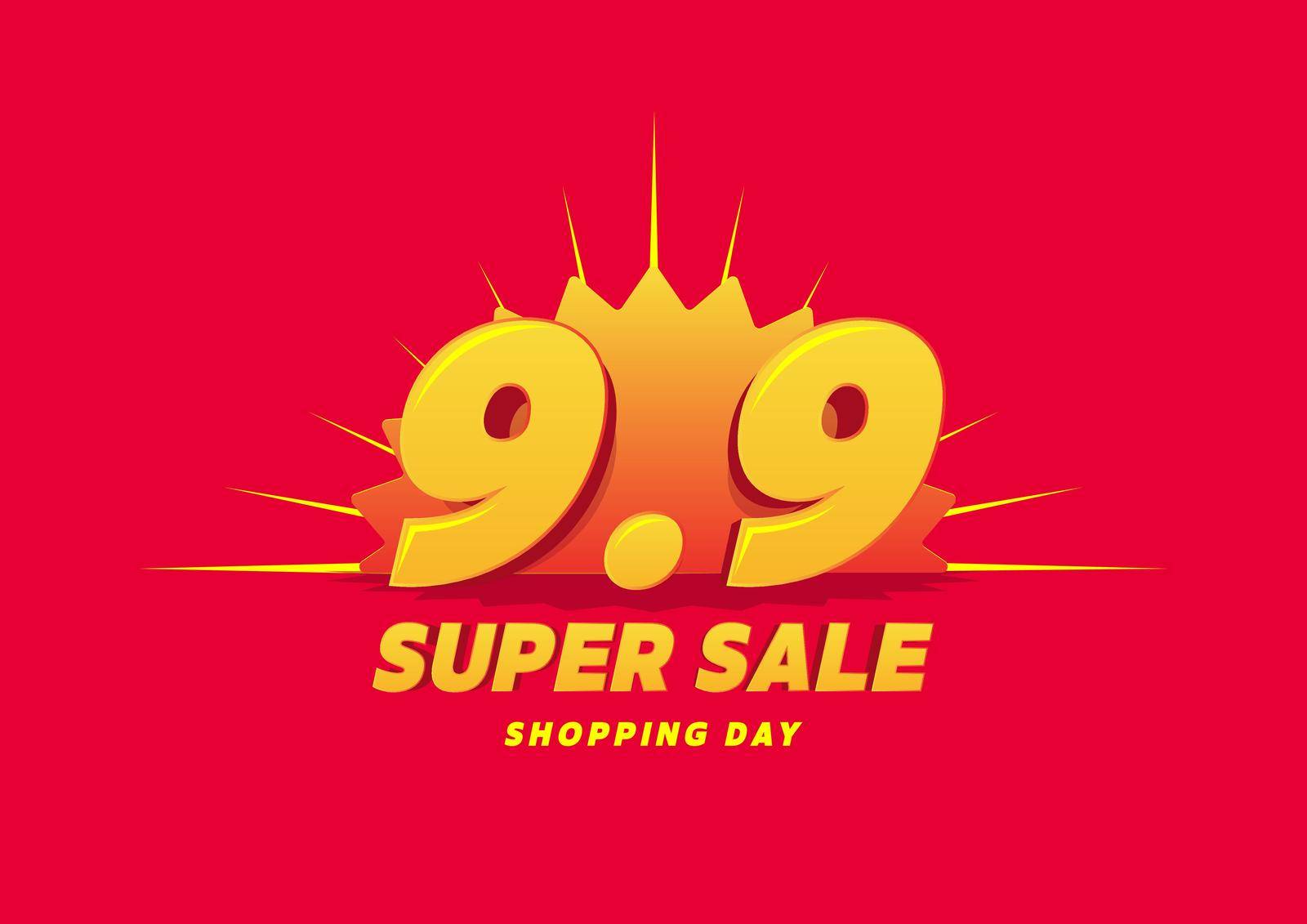 9.9 Shopping day sale poster or flyer design. 9.9 Super sale online banner.