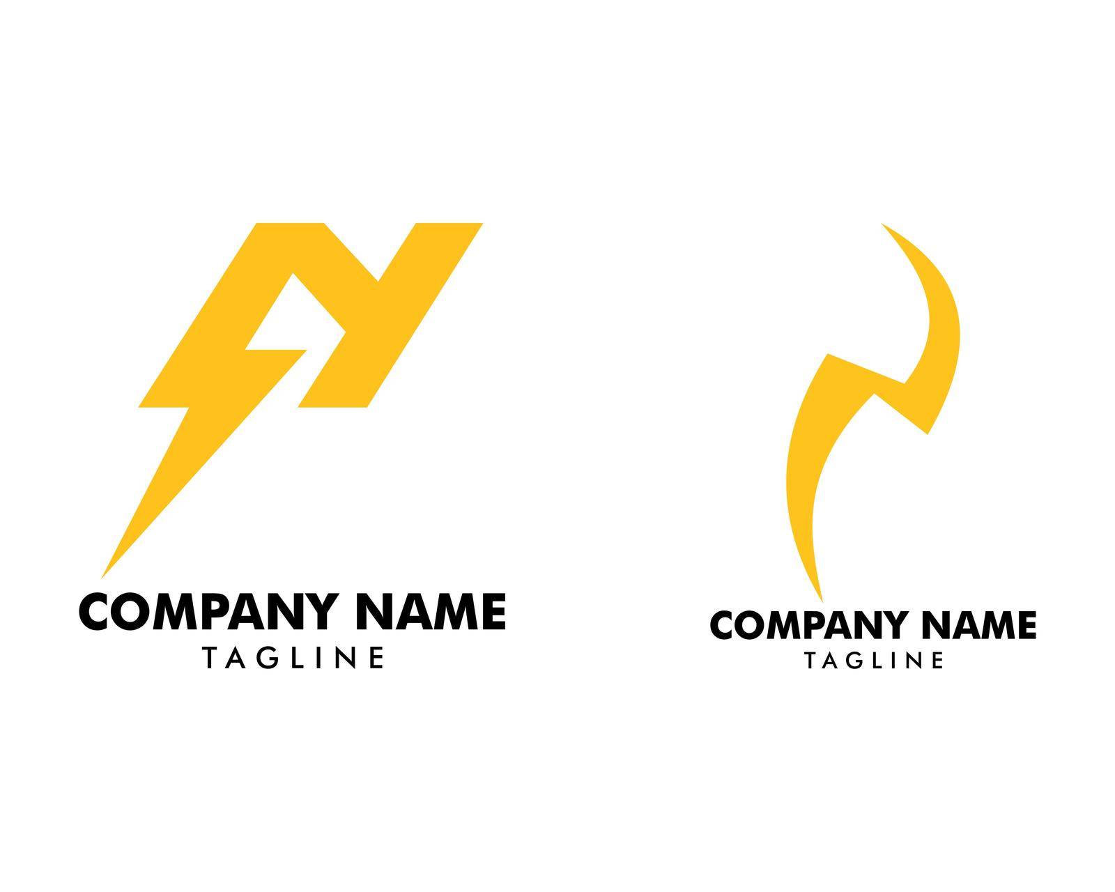 Set of Letter N thunder bolt design logo