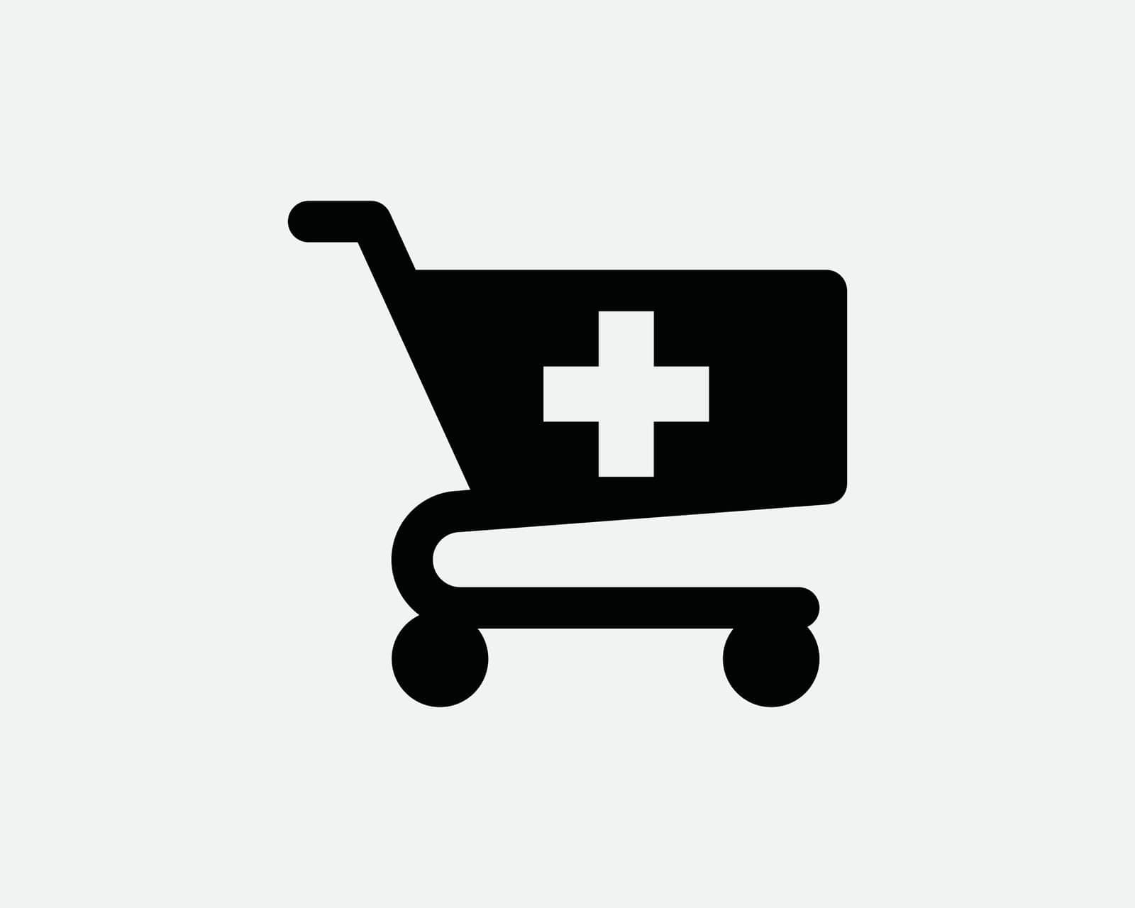Medical Purchase Icon. Medicine Pharmacy Healthcare Drug Push Cart Online Shopping Checkout  Icon Sign Symbol Artwork Graphic Illustration Clipart Vector