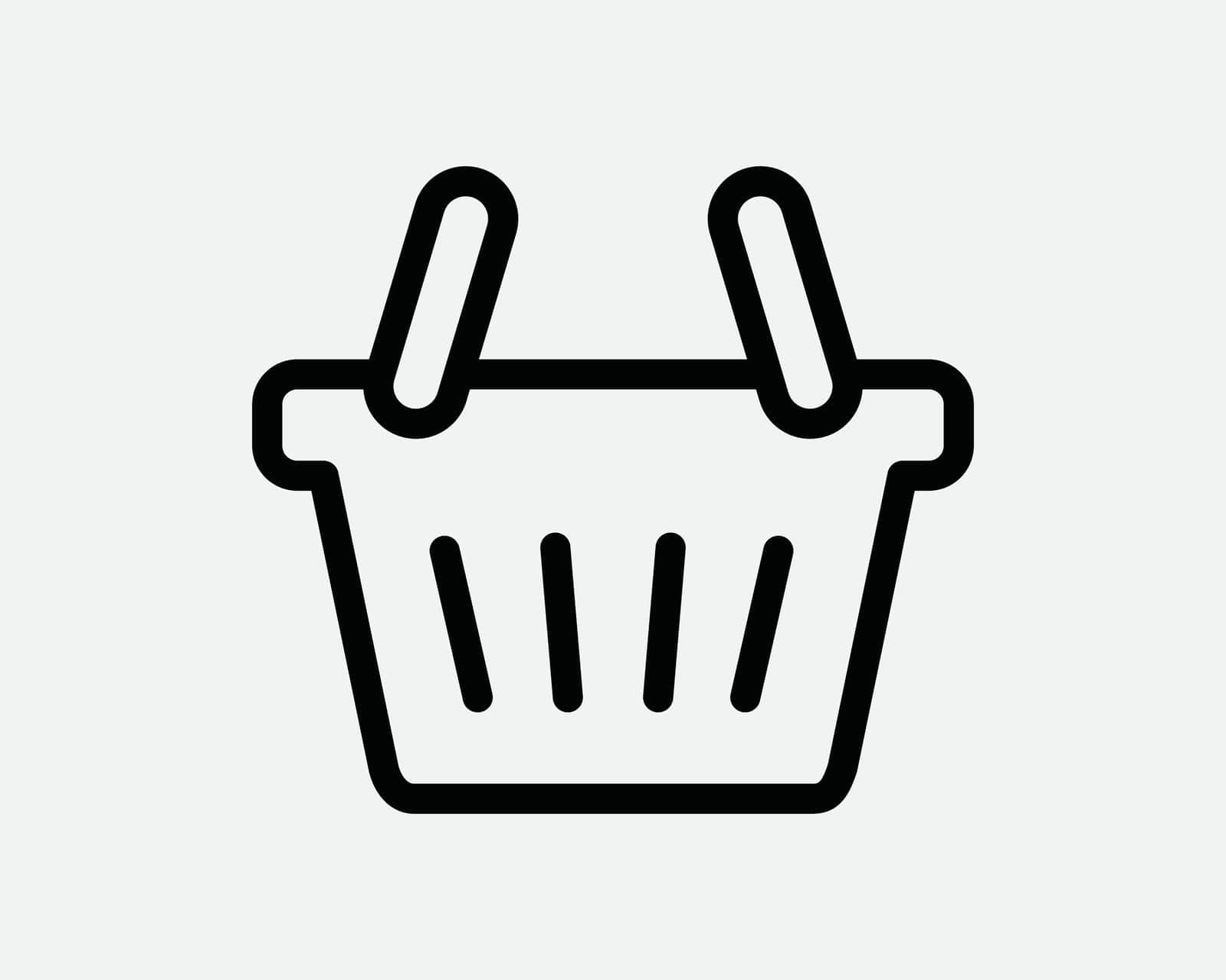 Shopping Basket Line Icon. Checkout Cart Online Linear Symbol. Sale Market Grocery Retail Shop Sign. Black Thin Vector Graphic Illustration Clipart